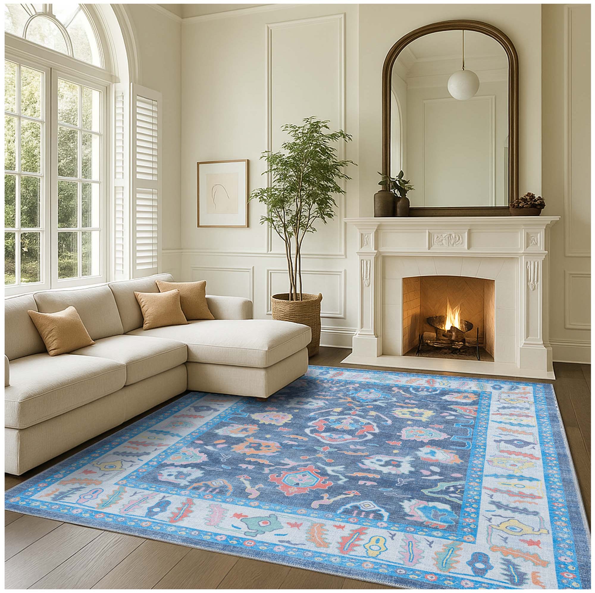Adeline Pastel Blue Modern Oushak Rug