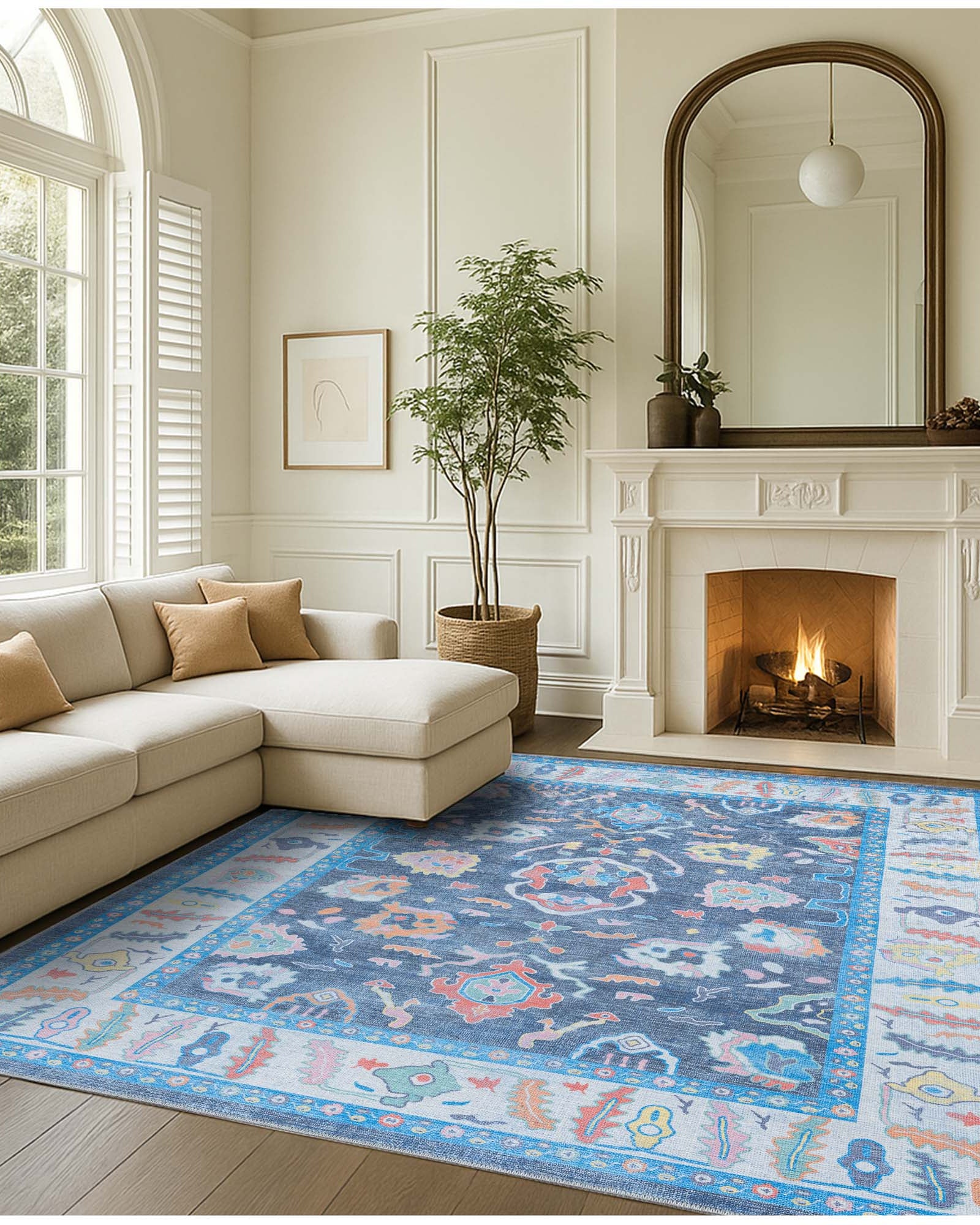 Adeline Pastel Blue Modern Oushak Rug