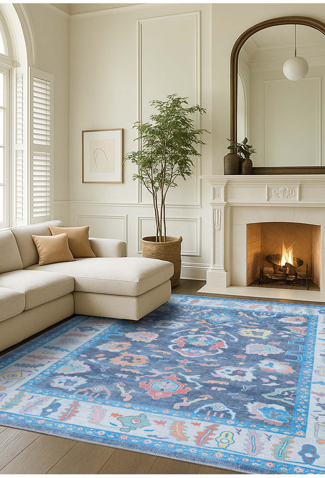 Adeline Pastel Blue Modern Oushak Rug