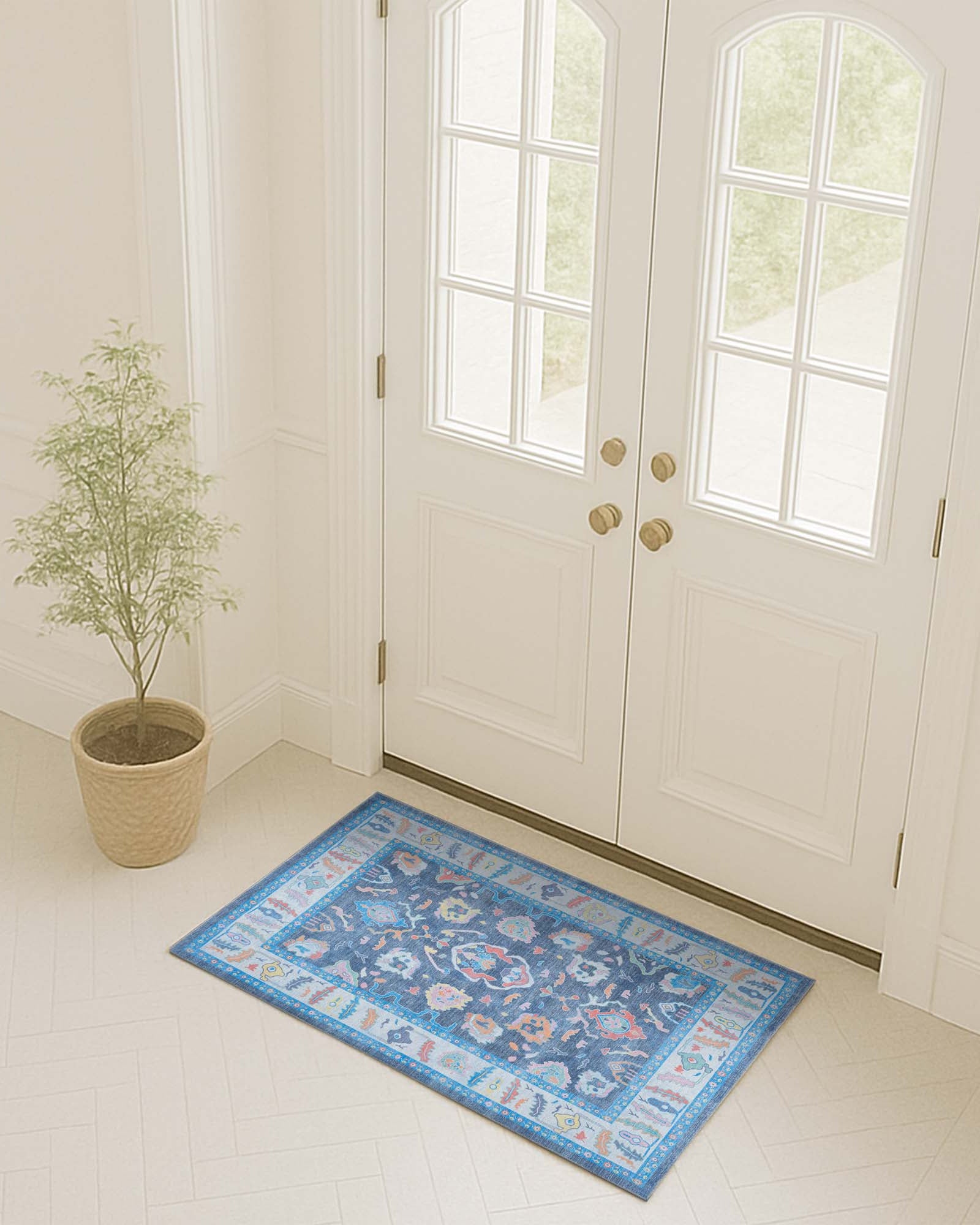 Adeline Pastel Blue Modern Oushak Rug