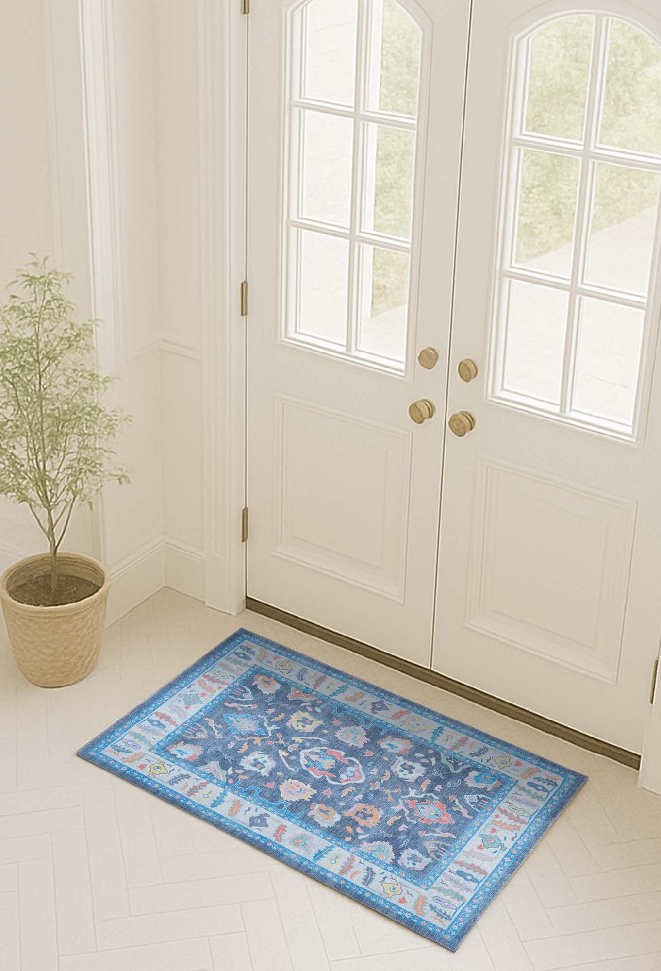 Adeline Pastel Blue Modern Oushak Rug