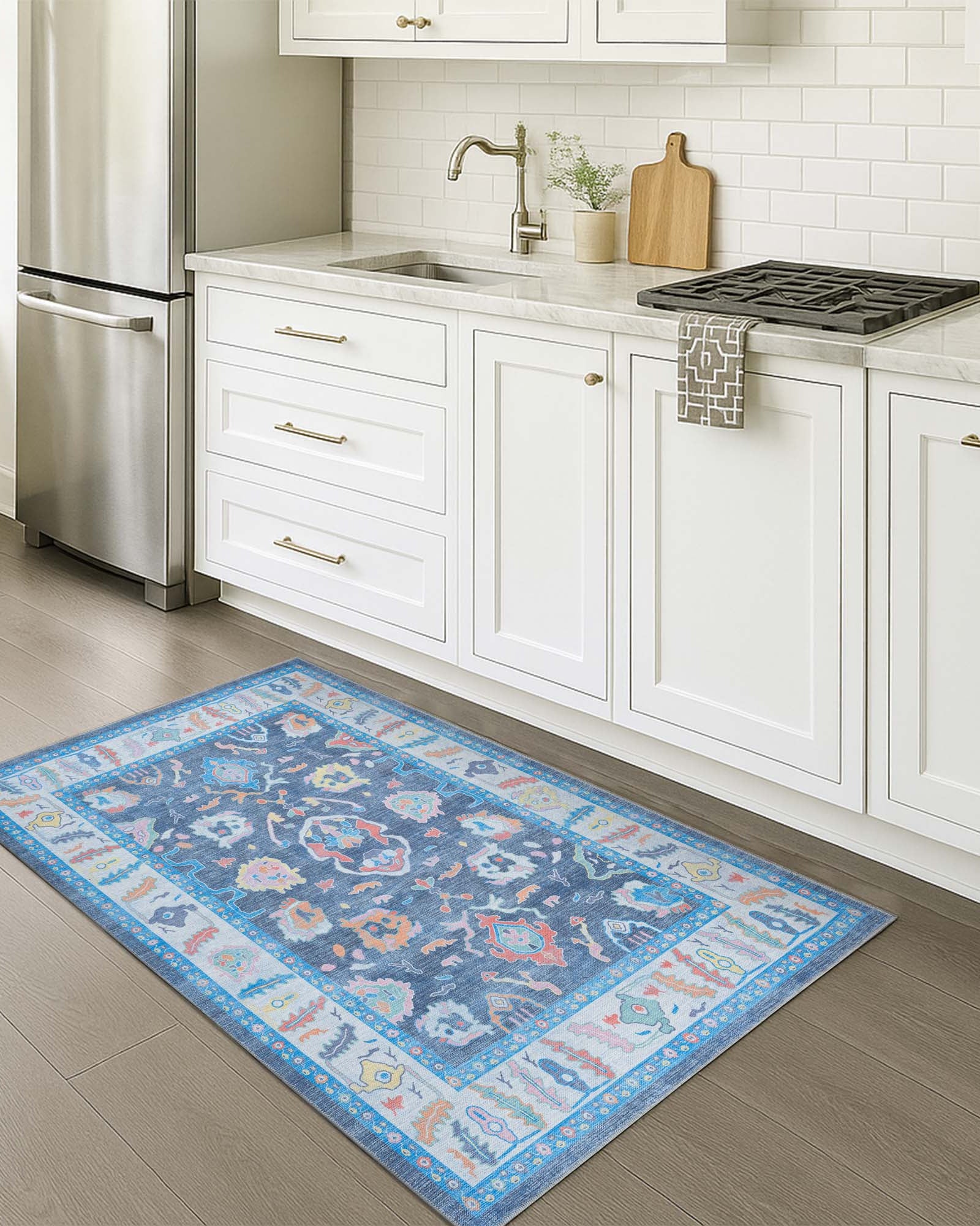 Adeline Pastel Blue Modern Oushak Rug