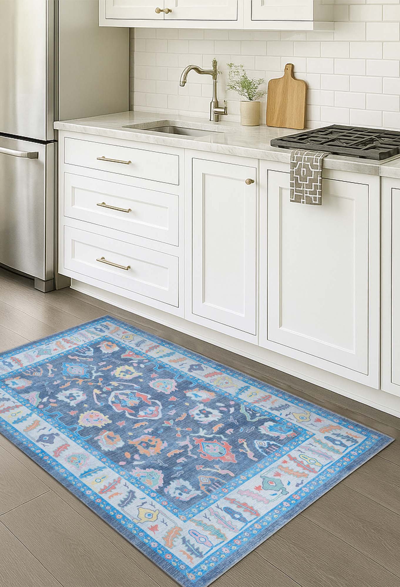 Adeline Pastel Blue Modern Oushak Rug