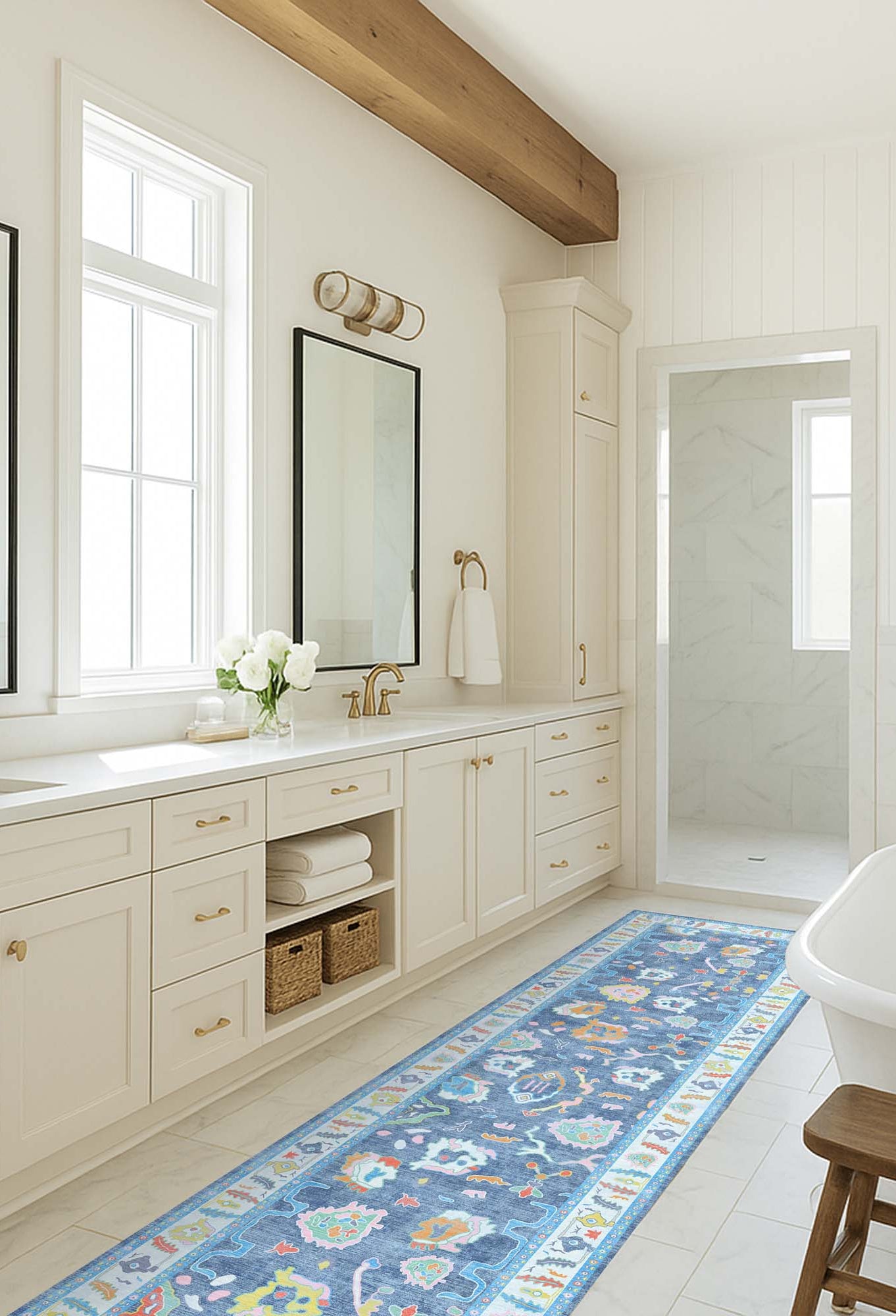 Adeline Pastel Blue Modern Oushak Rug