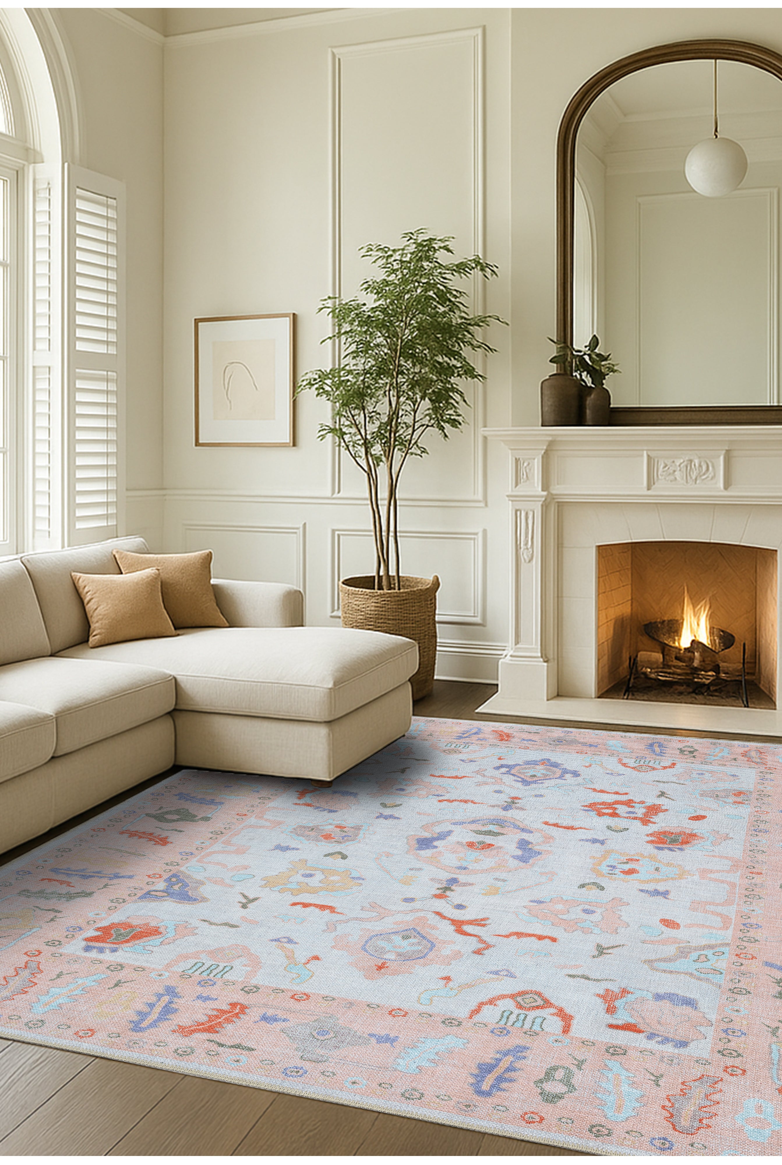 Calina Blush Orange Modern Oushak Rug