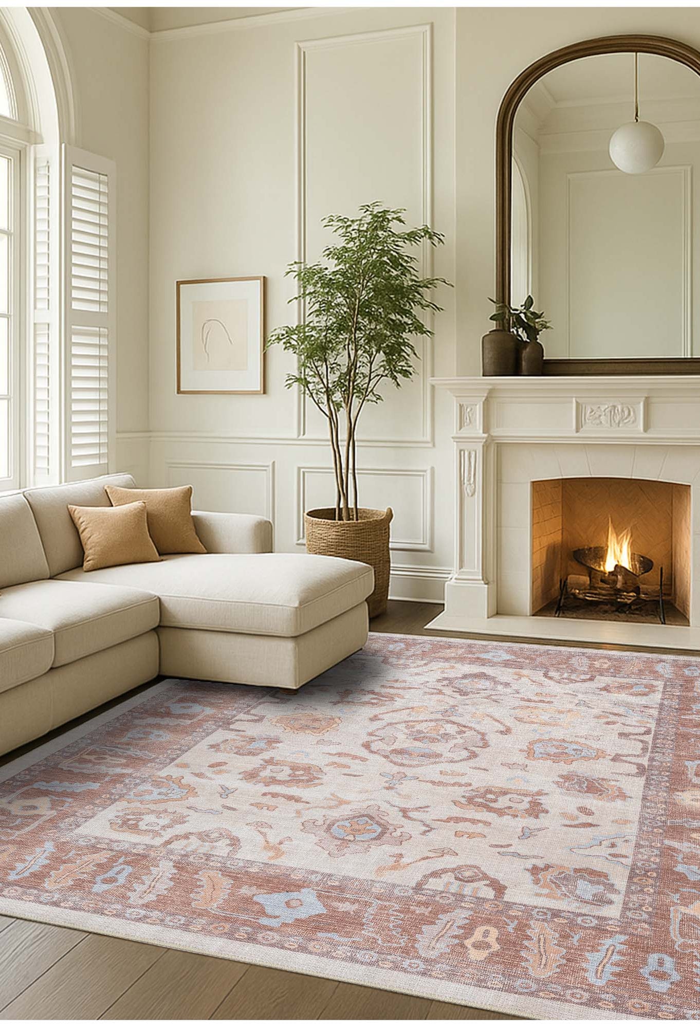 Anais Boho Brown Ivory Modern Oushak Rug