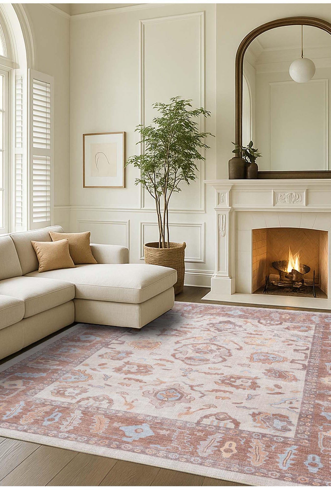 Anais Boho Brown Ivory Modern Oushak Rug