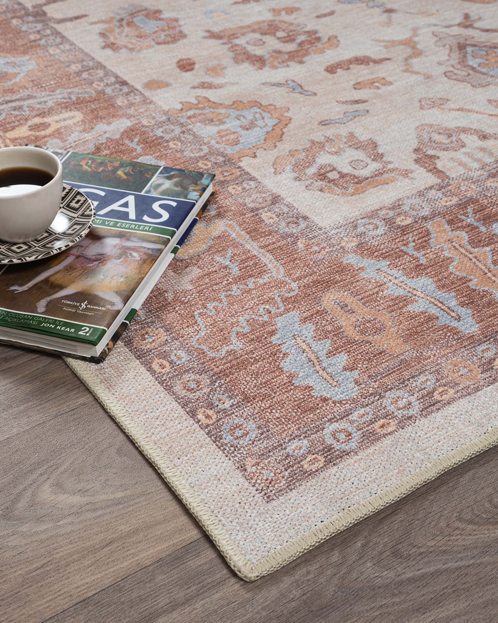 Anais Boho Brown Ivory Modern Oushak Rug