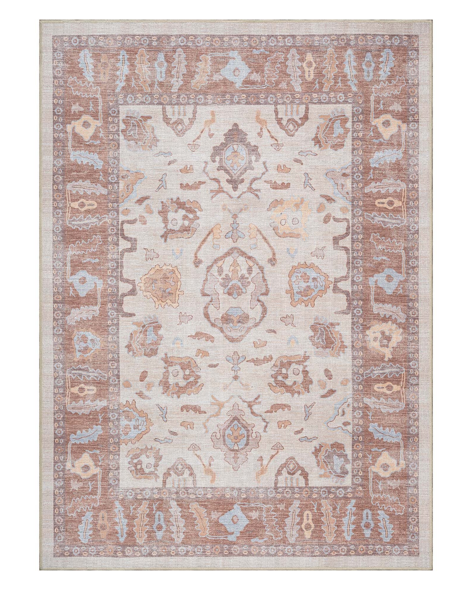 Anais Boho Brown Ivory Modern Oushak Rug