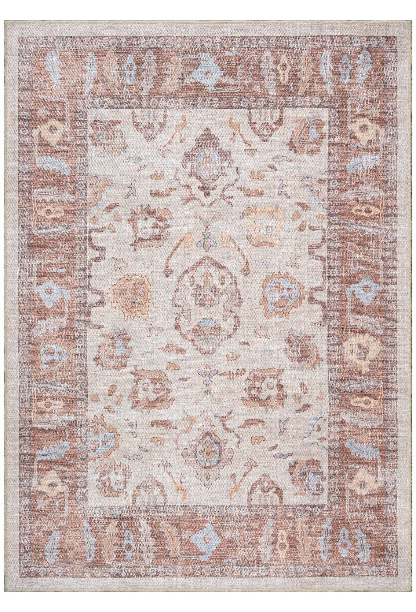 Anais Boho Brown Ivory Modern Oushak Rug