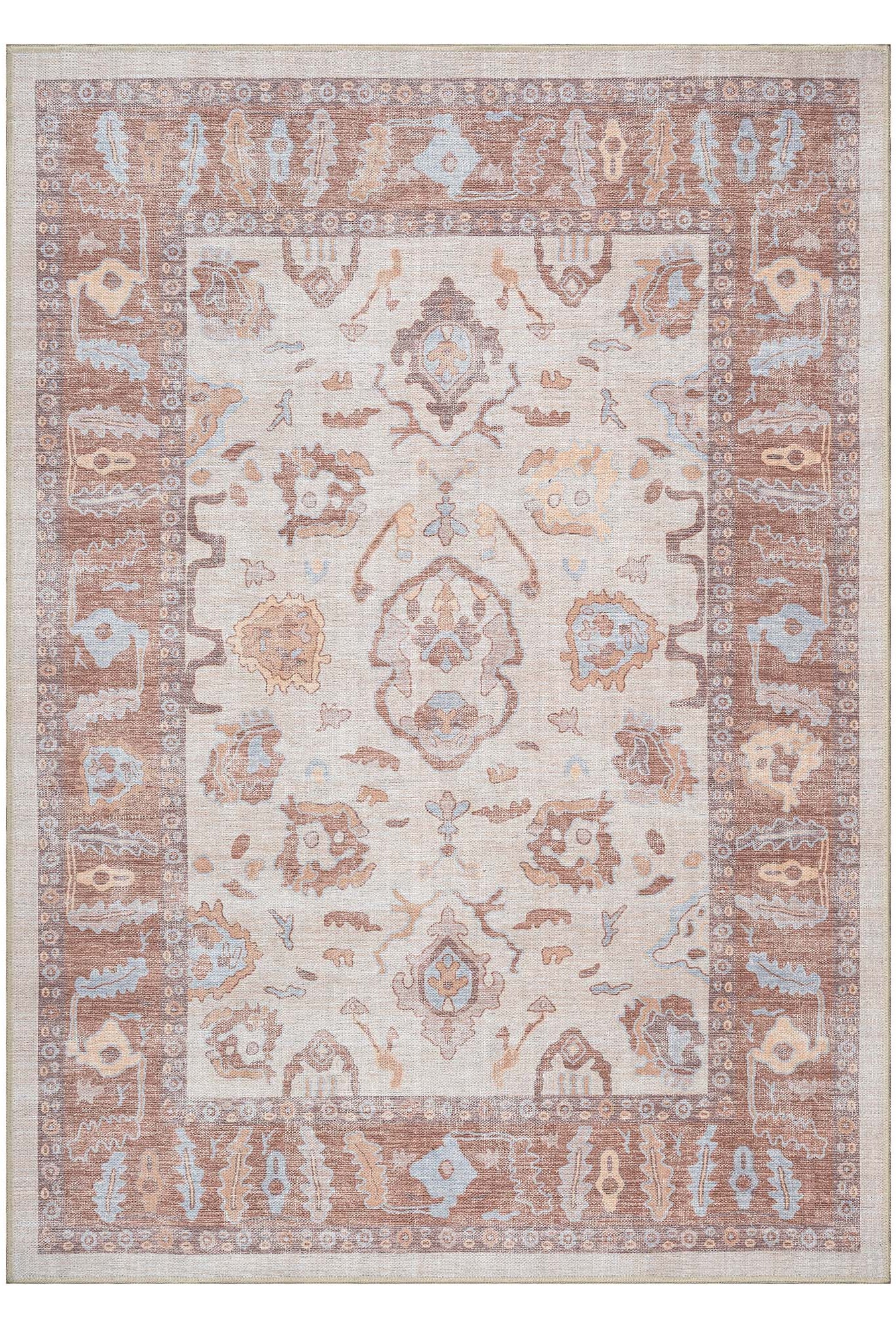 Anais Boho Brown Ivory Modern Oushak Rug