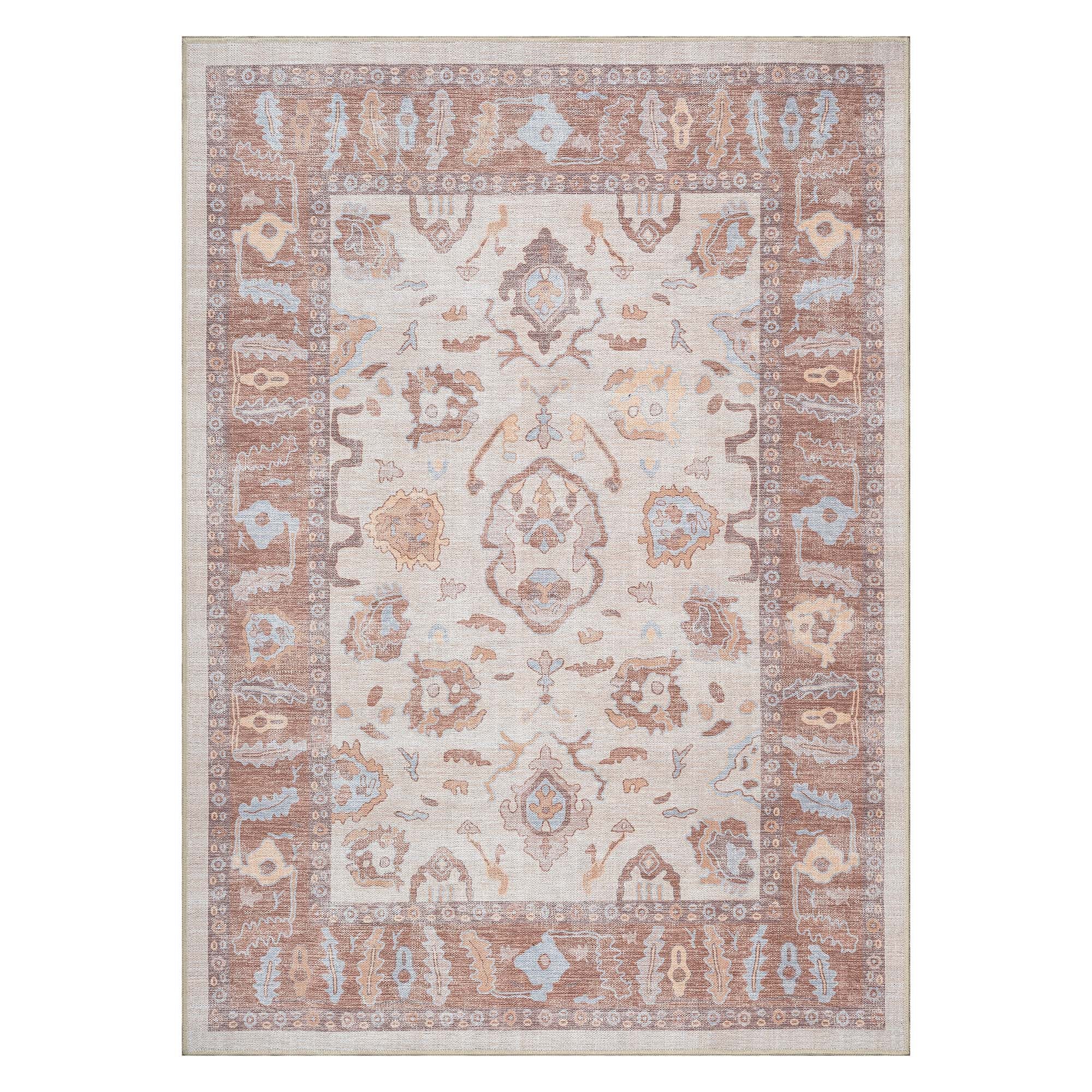 Anais Boho Brown Ivory Modern Oushak Rug