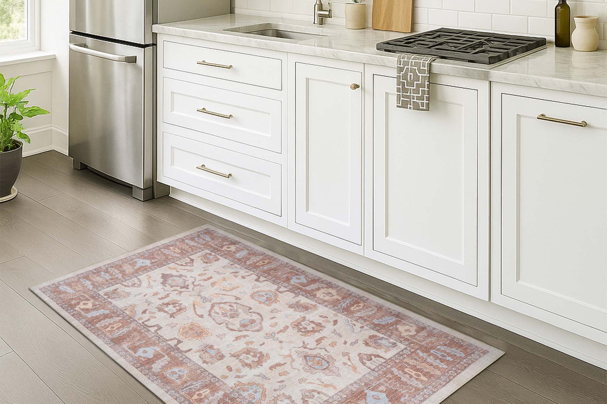 Anais Boho Brown Ivory Modern Oushak Rug