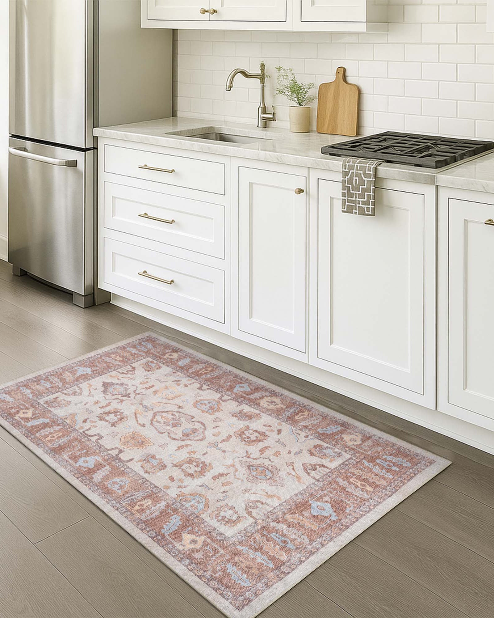 Anais Boho Brown Ivory Modern Oushak Rug