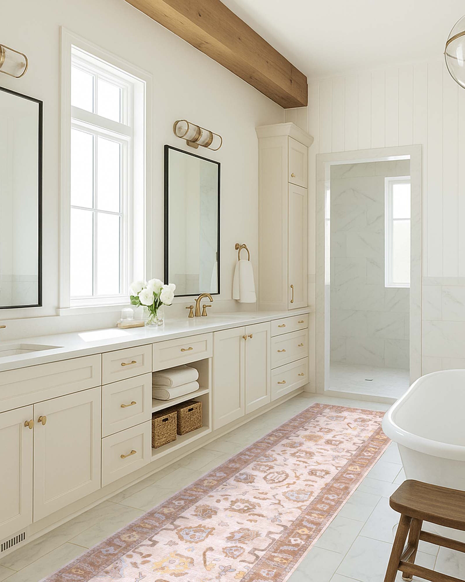 Anais Boho Brown Ivory Modern Oushak Rug