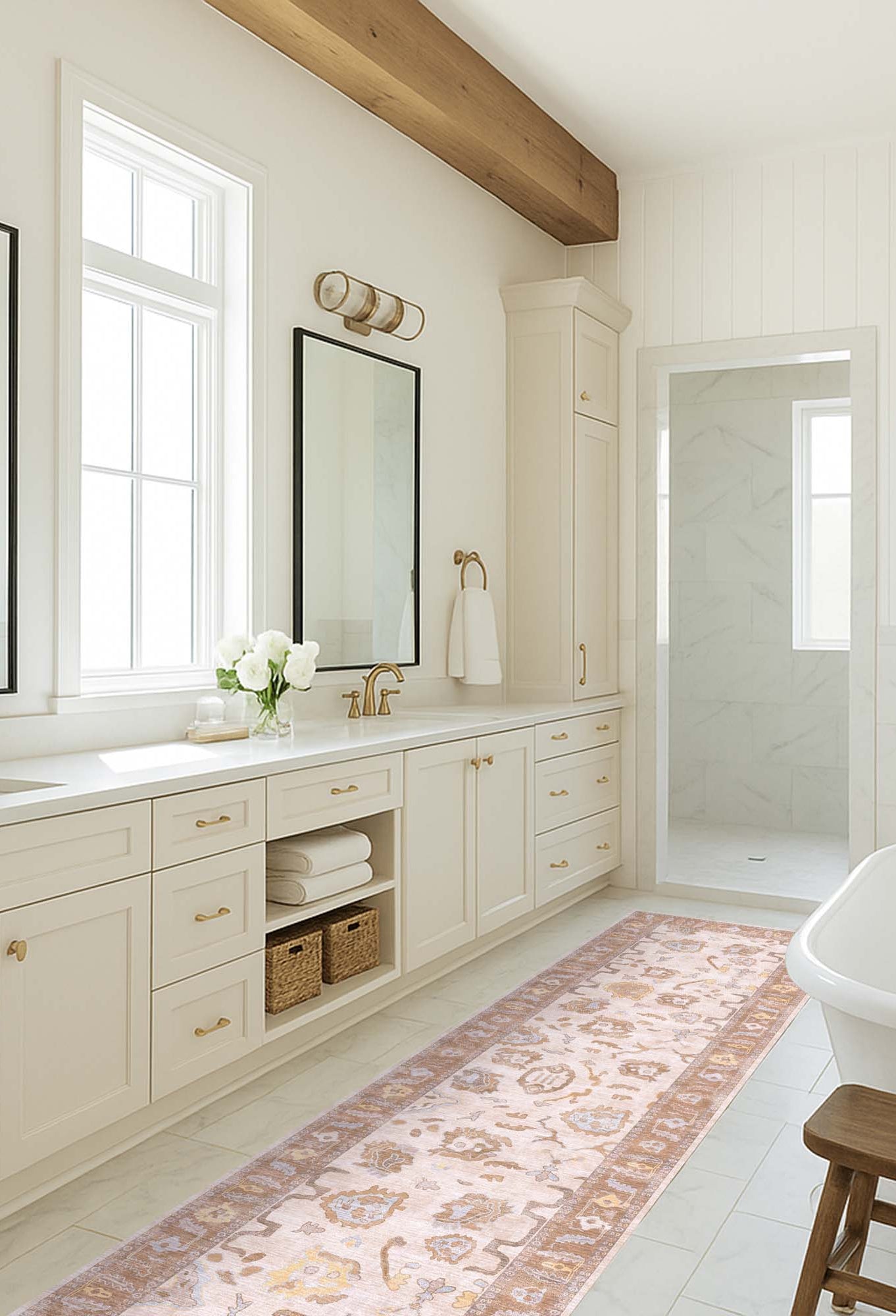 Anais Boho Brown Ivory Modern Oushak Rug