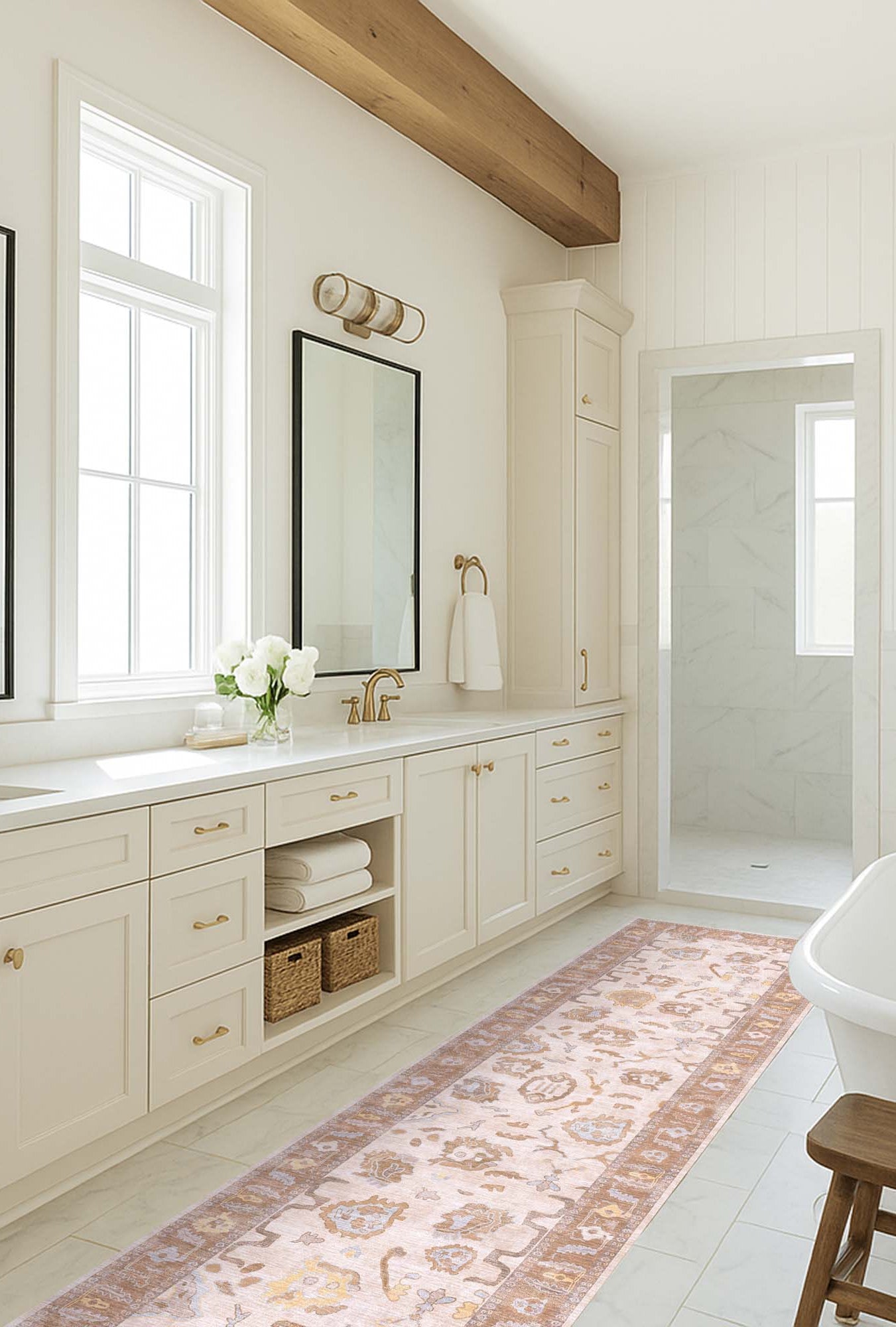 Anais Boho Brown Ivory Modern Oushak Rug