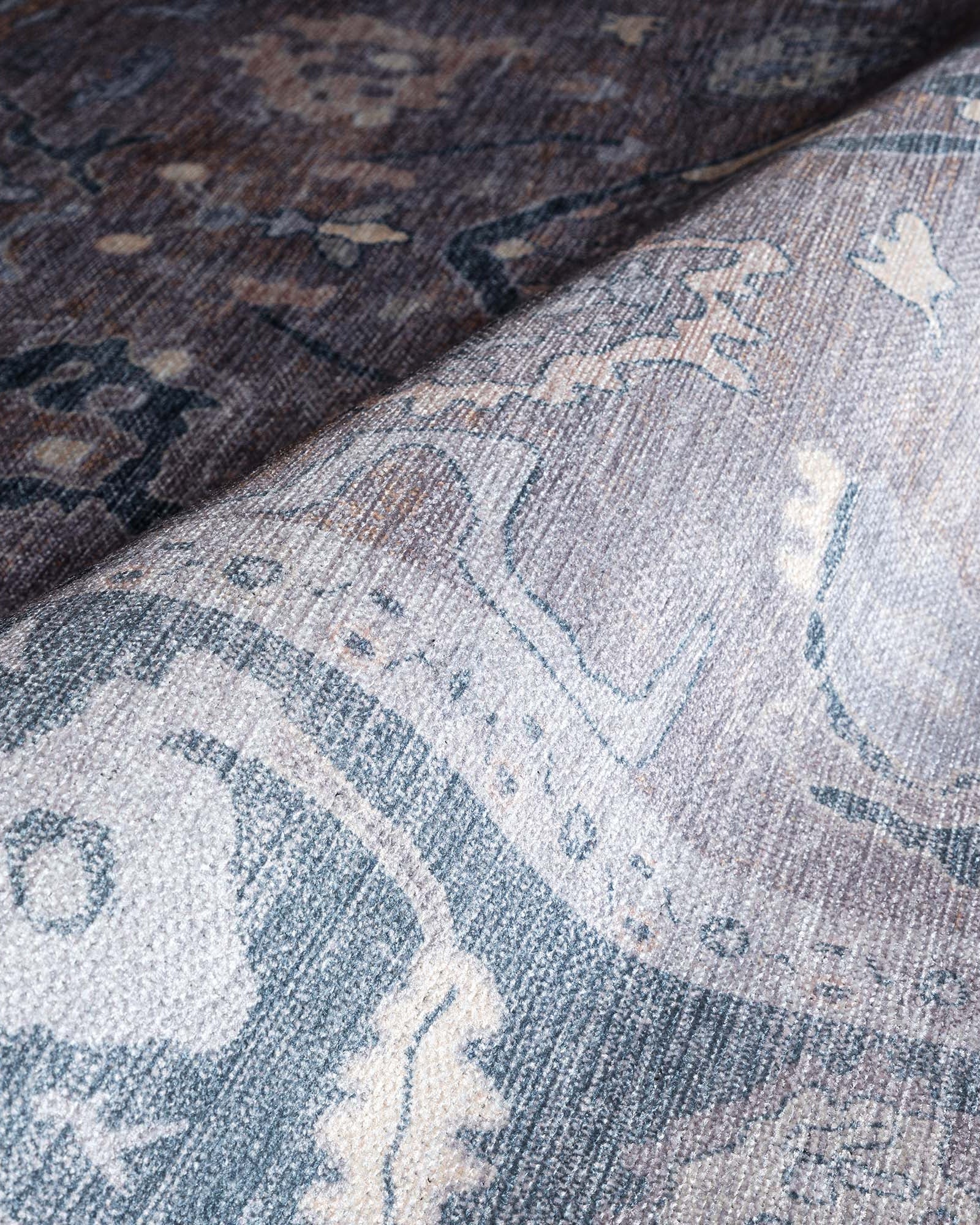 Ruya Gray Blue Modern Oushak Rug