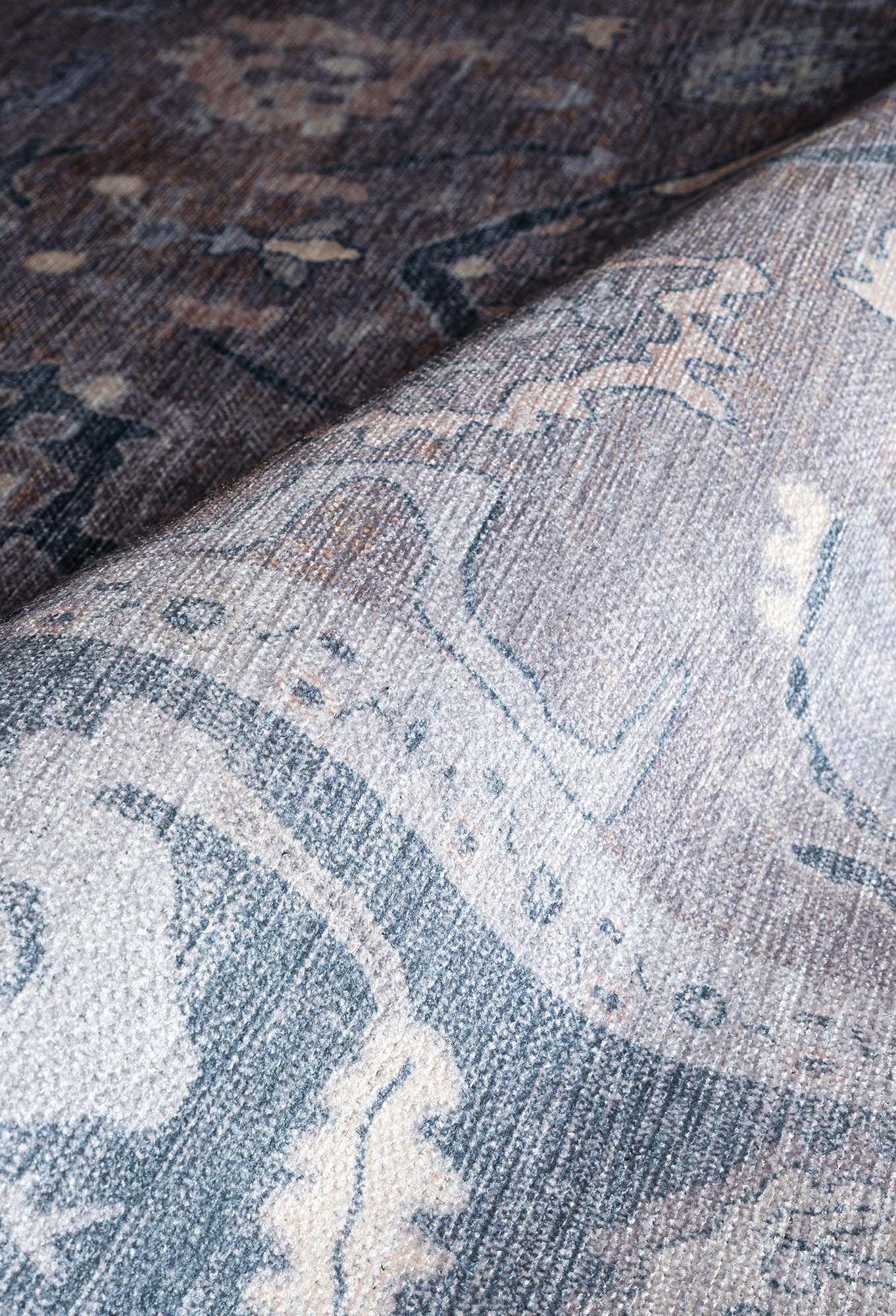 Ruya Gray Blue Modern Oushak Rug