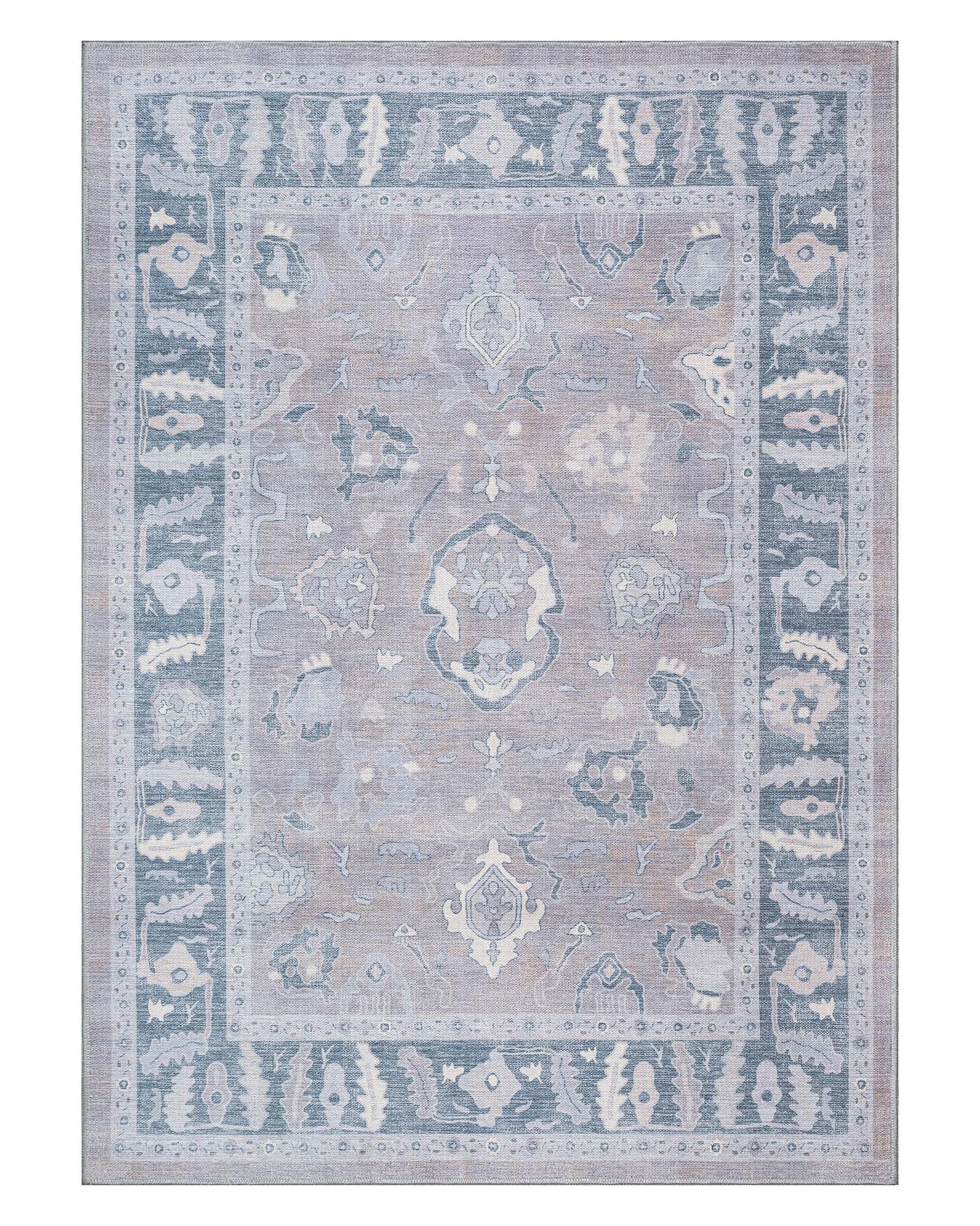 Ruya Gray Blue Modern Oushak Rug
