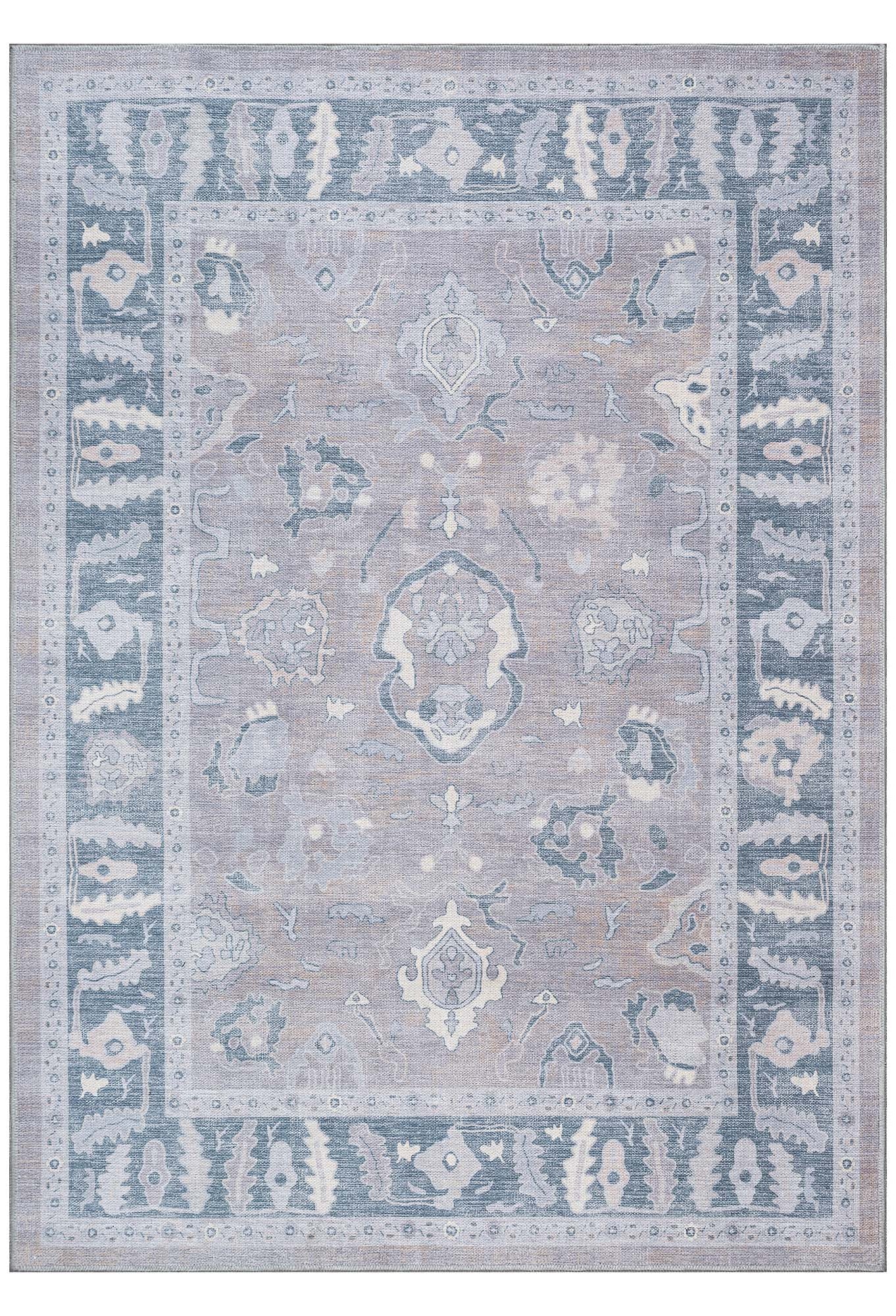Ruya Gray Blue Modern Oushak Rug