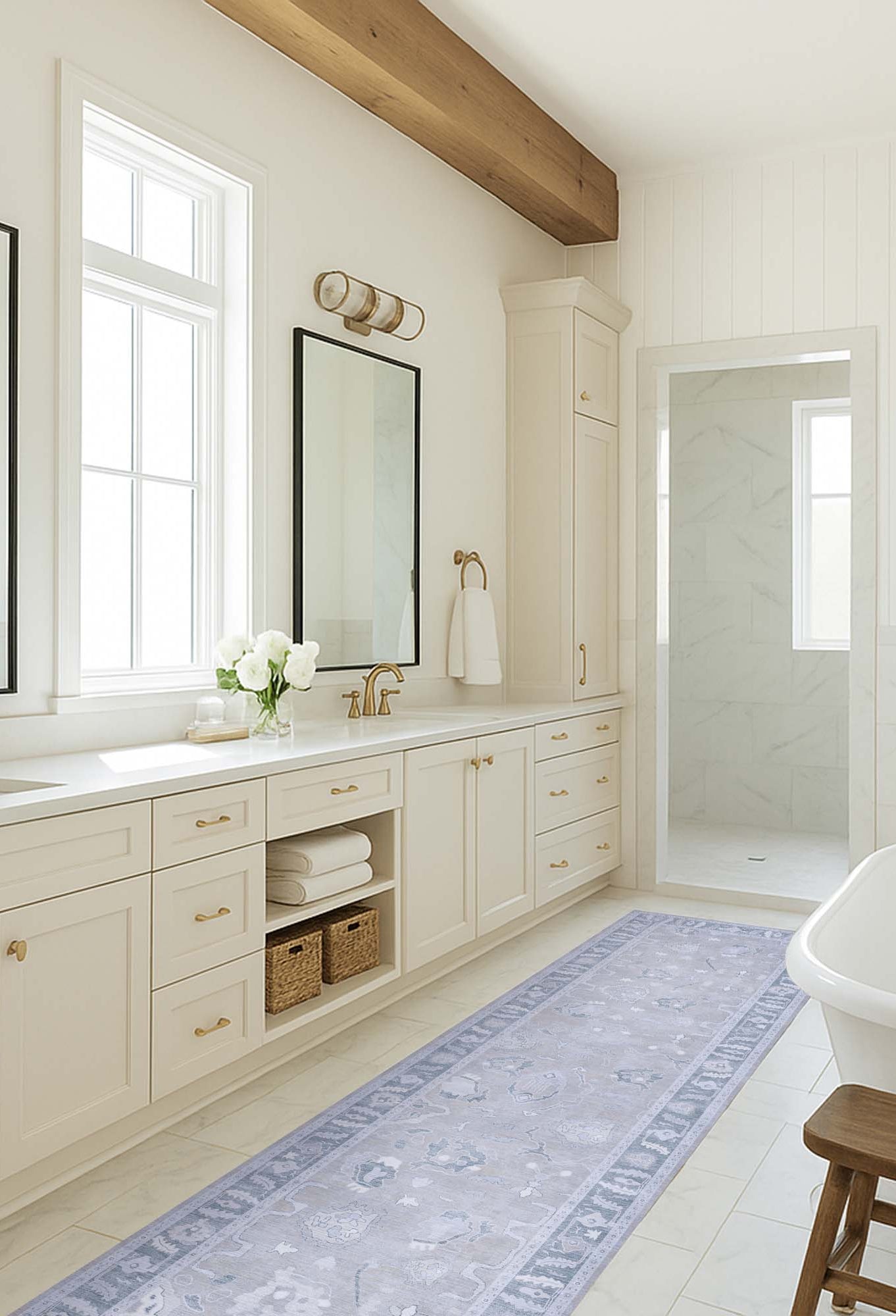 Ruya Gray Blue Modern Oushak Rug