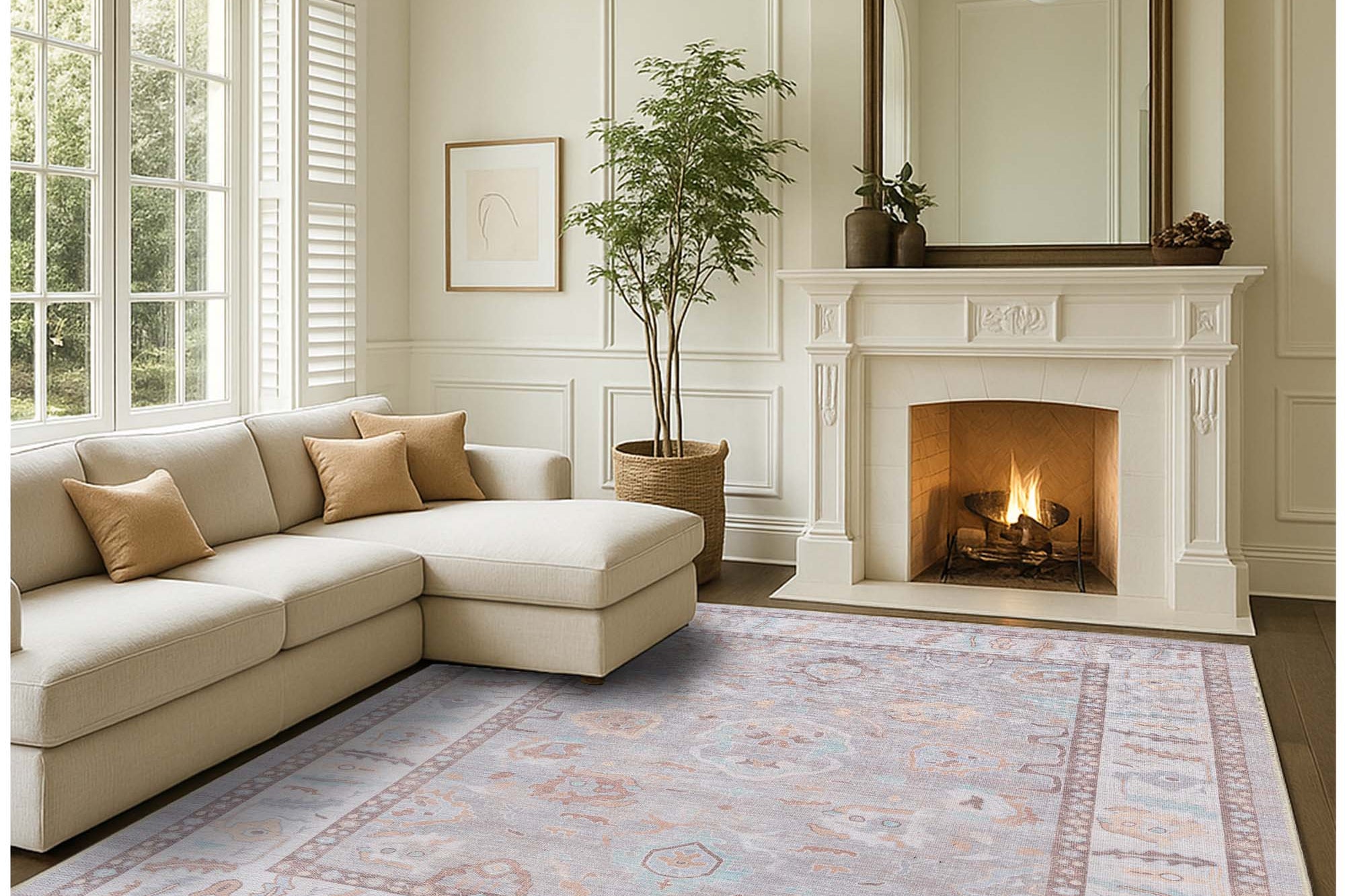 Nadia Muted Brown Pastel Modern Oushak Rug