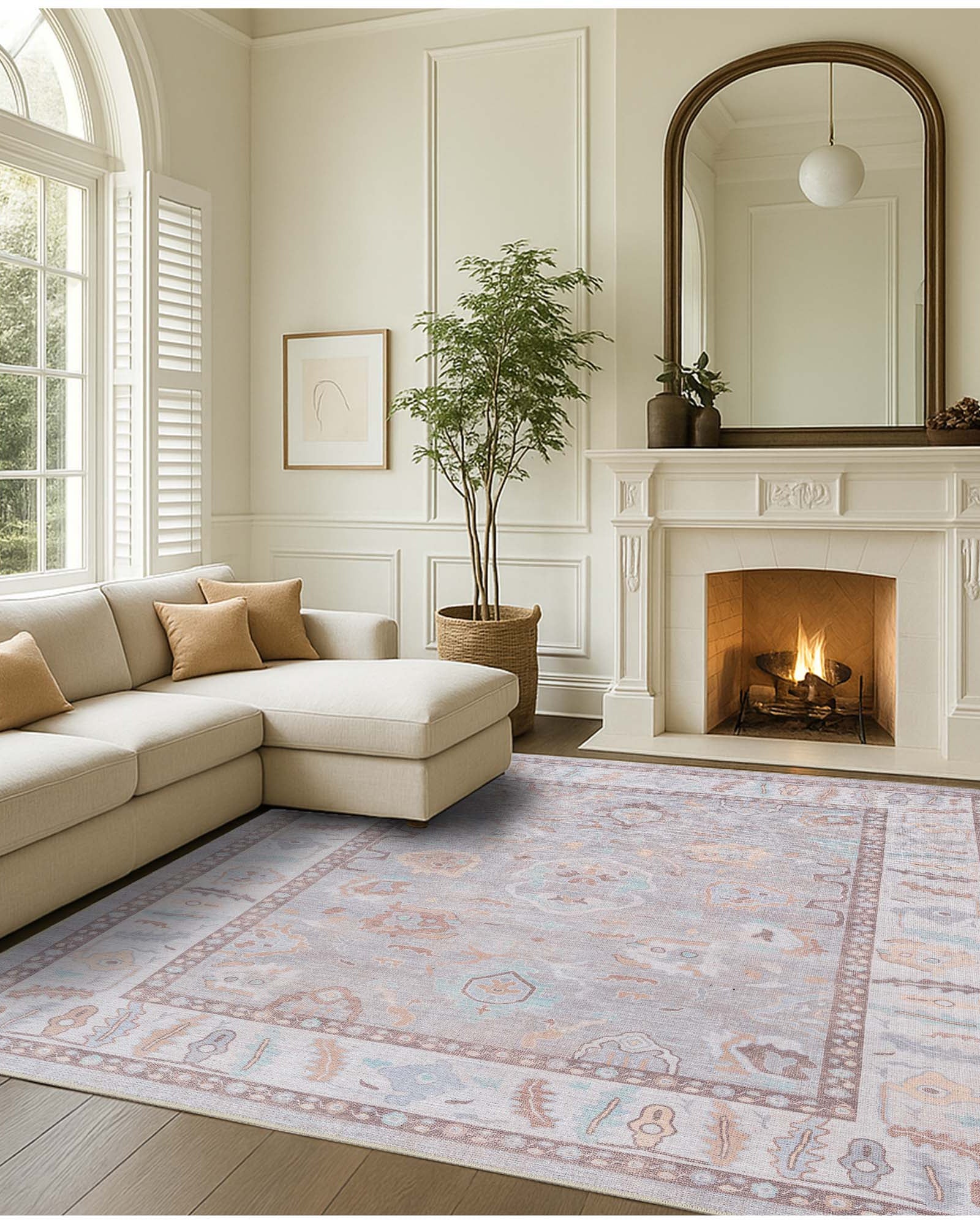 Nadia Muted Brown Pastel Modern Oushak Rug