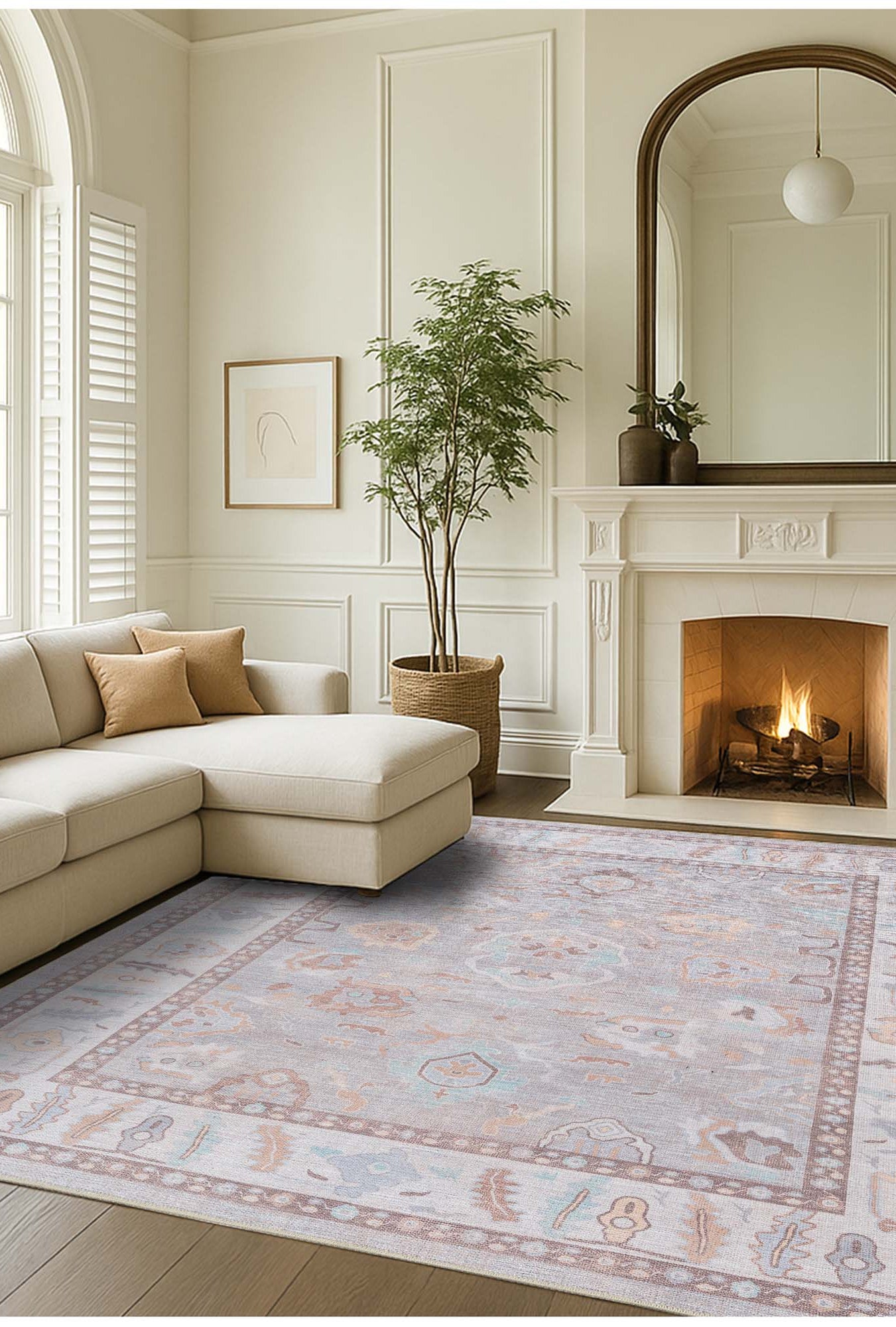 Nadia Muted Brown Pastel Modern Oushak Rug