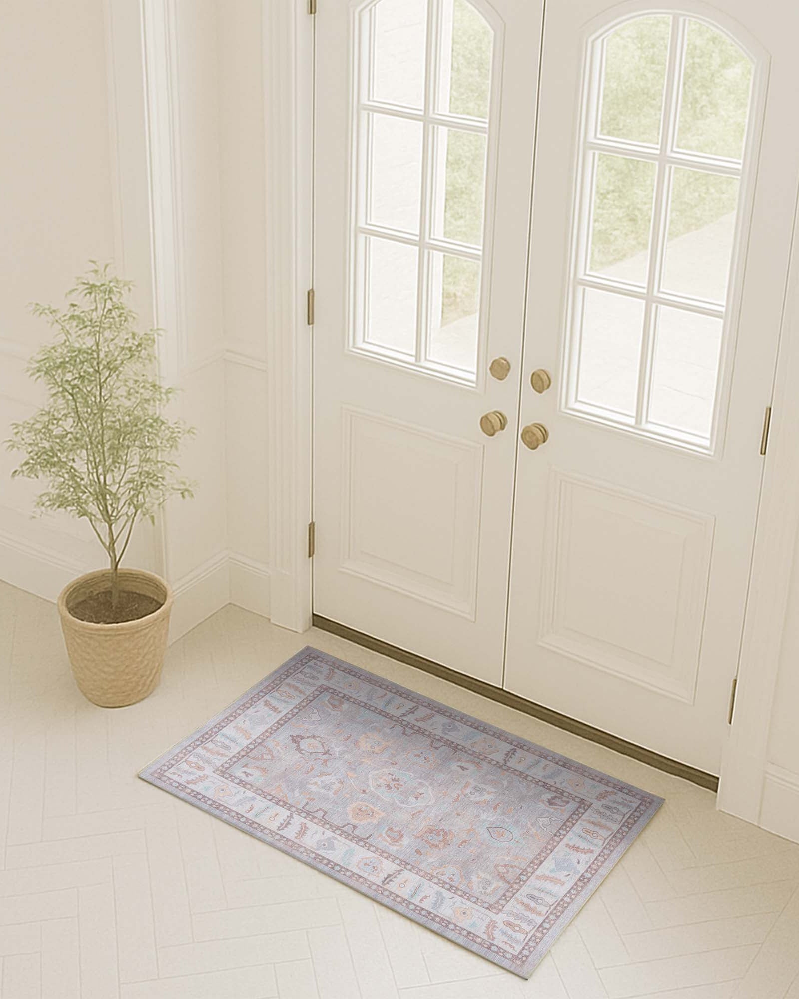 Nadia Muted Brown Pastel Modern Oushak Rug