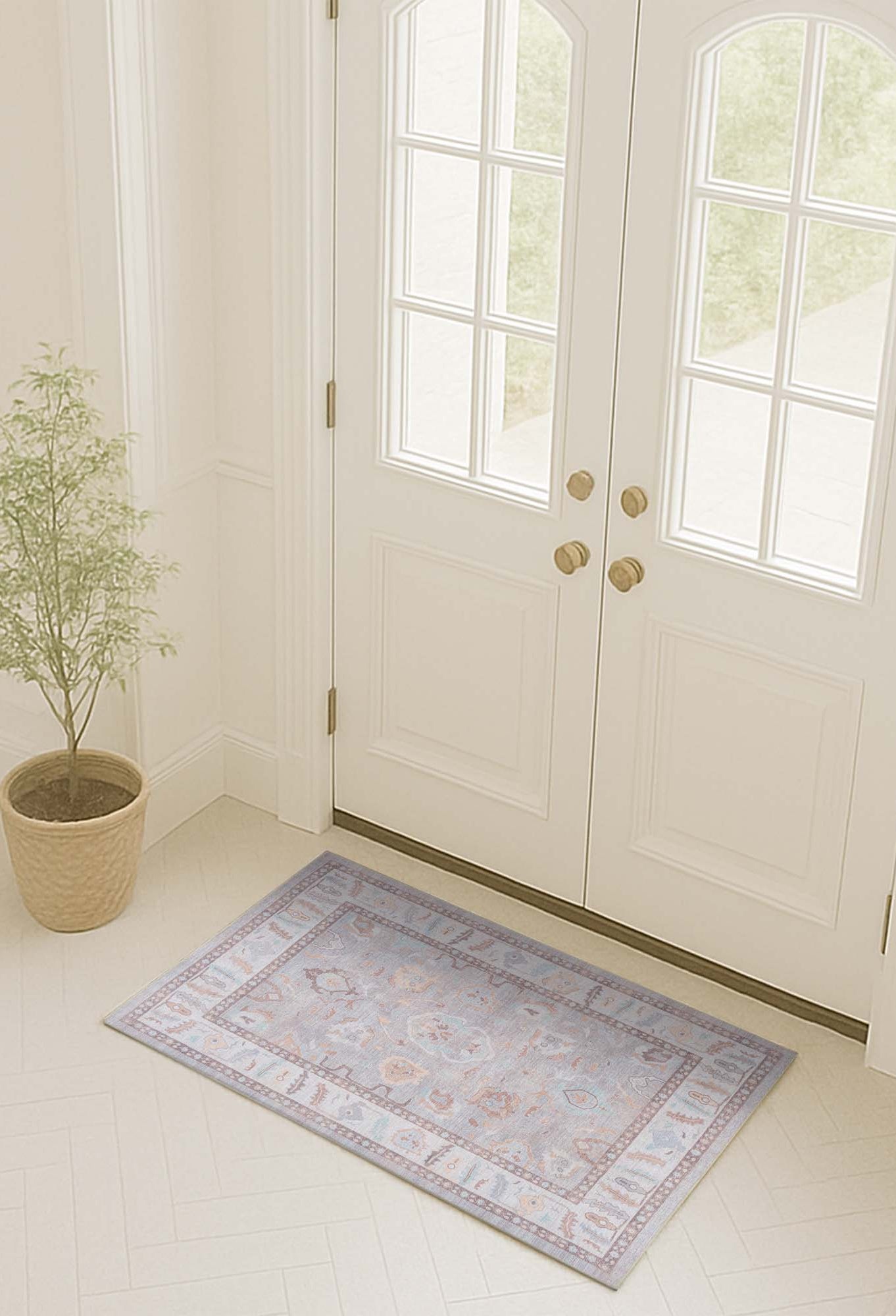 Nadia Muted Brown Pastel Modern Oushak Rug