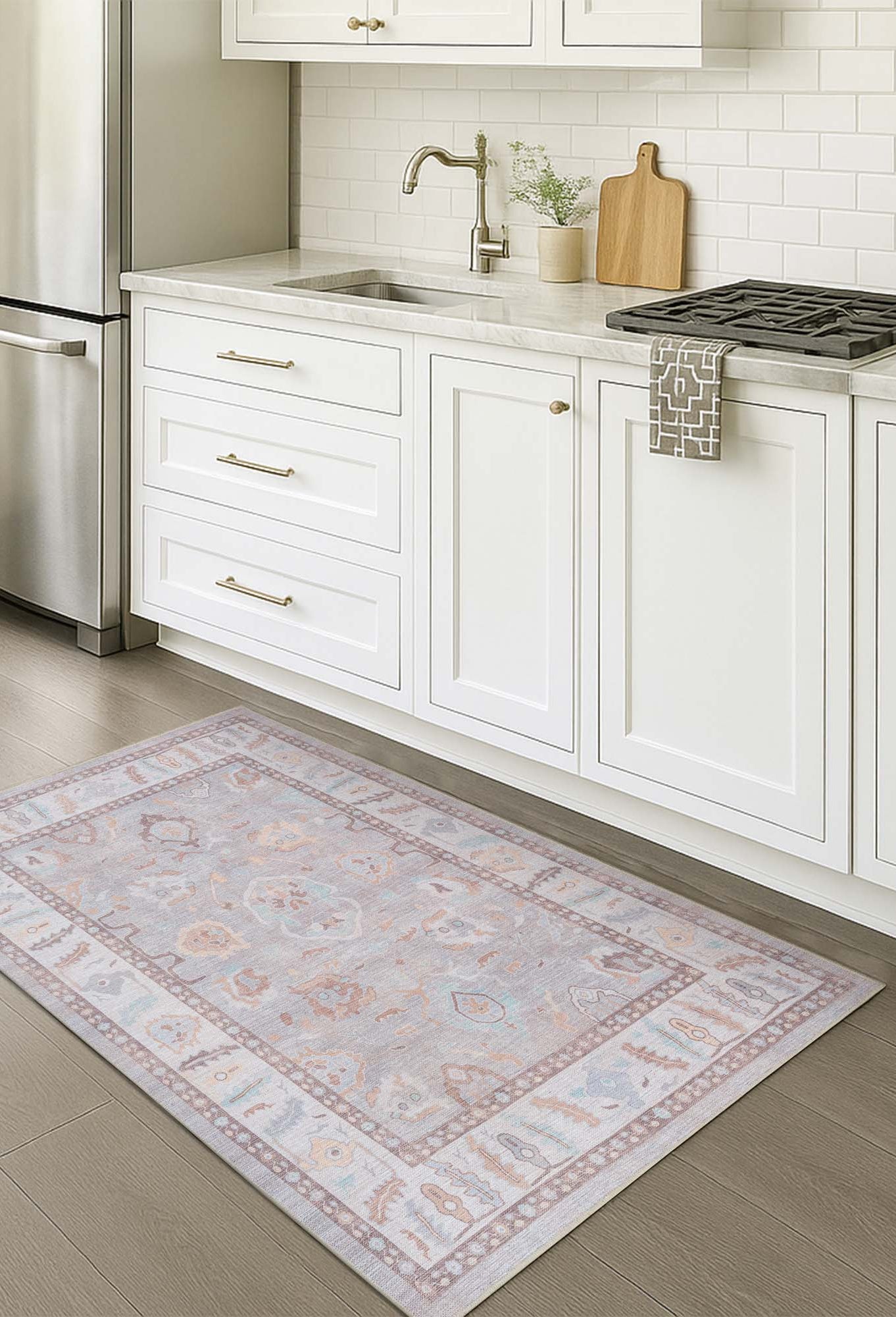 Nadia Muted Brown Pastel Modern Oushak Rug