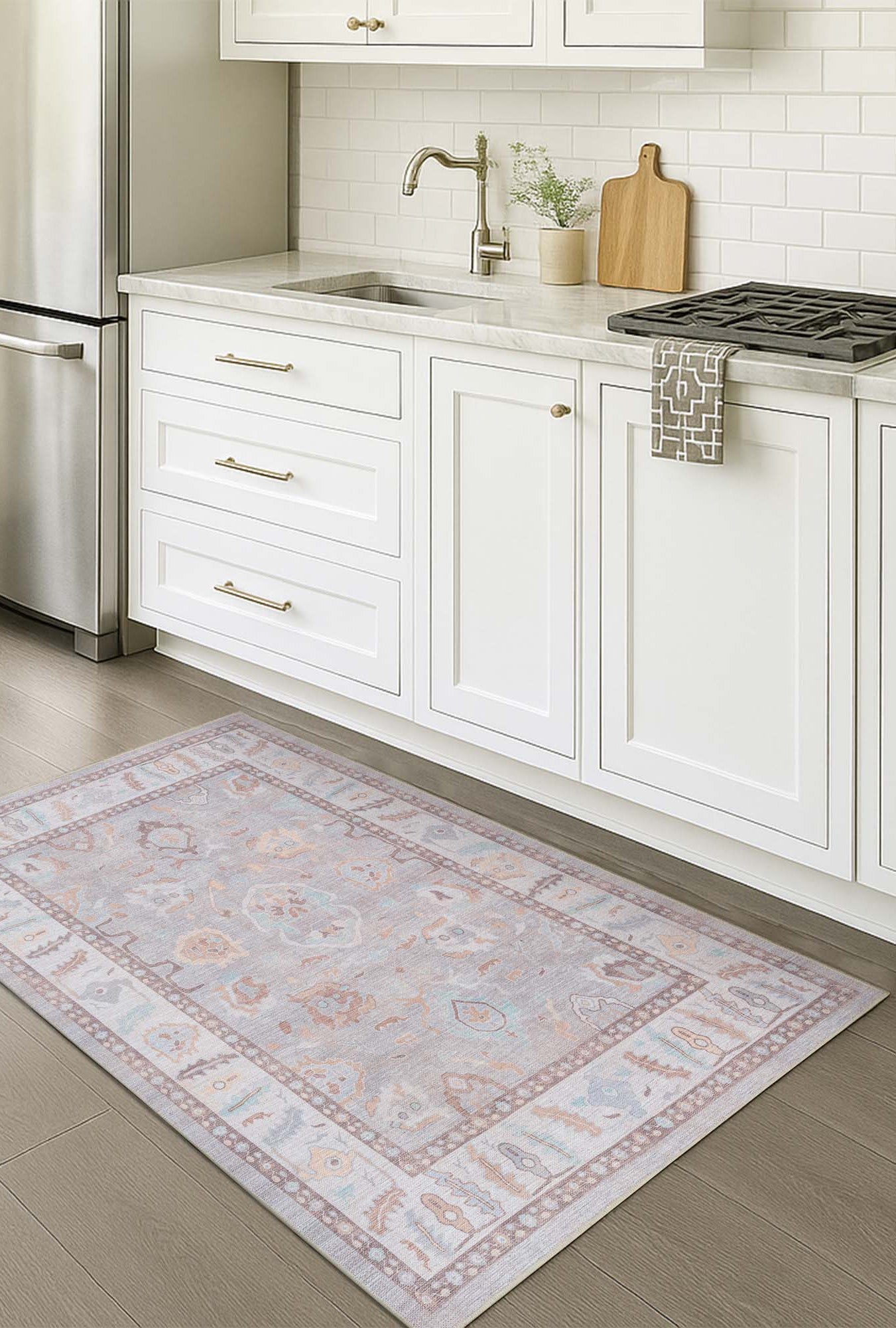 Nadia Muted Brown Pastel Modern Oushak Rug