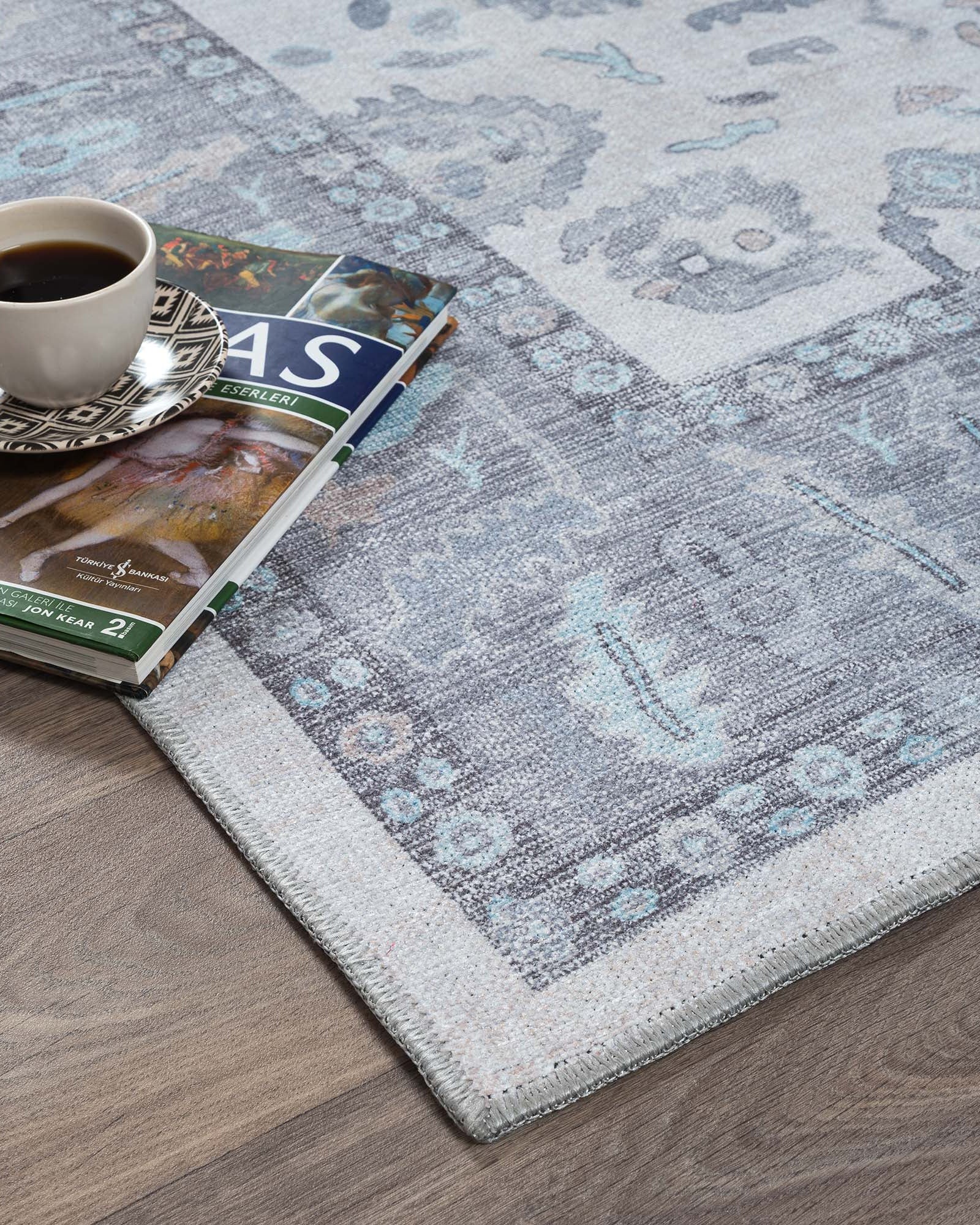 Delphine Gray, Beige & Ivory Modern Oushak Rug