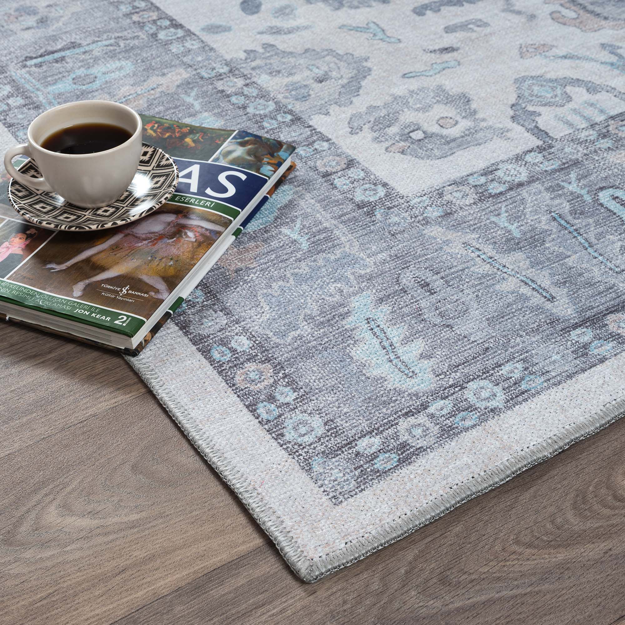 Delphine Gray, Beige & Ivory Modern Oushak Rug