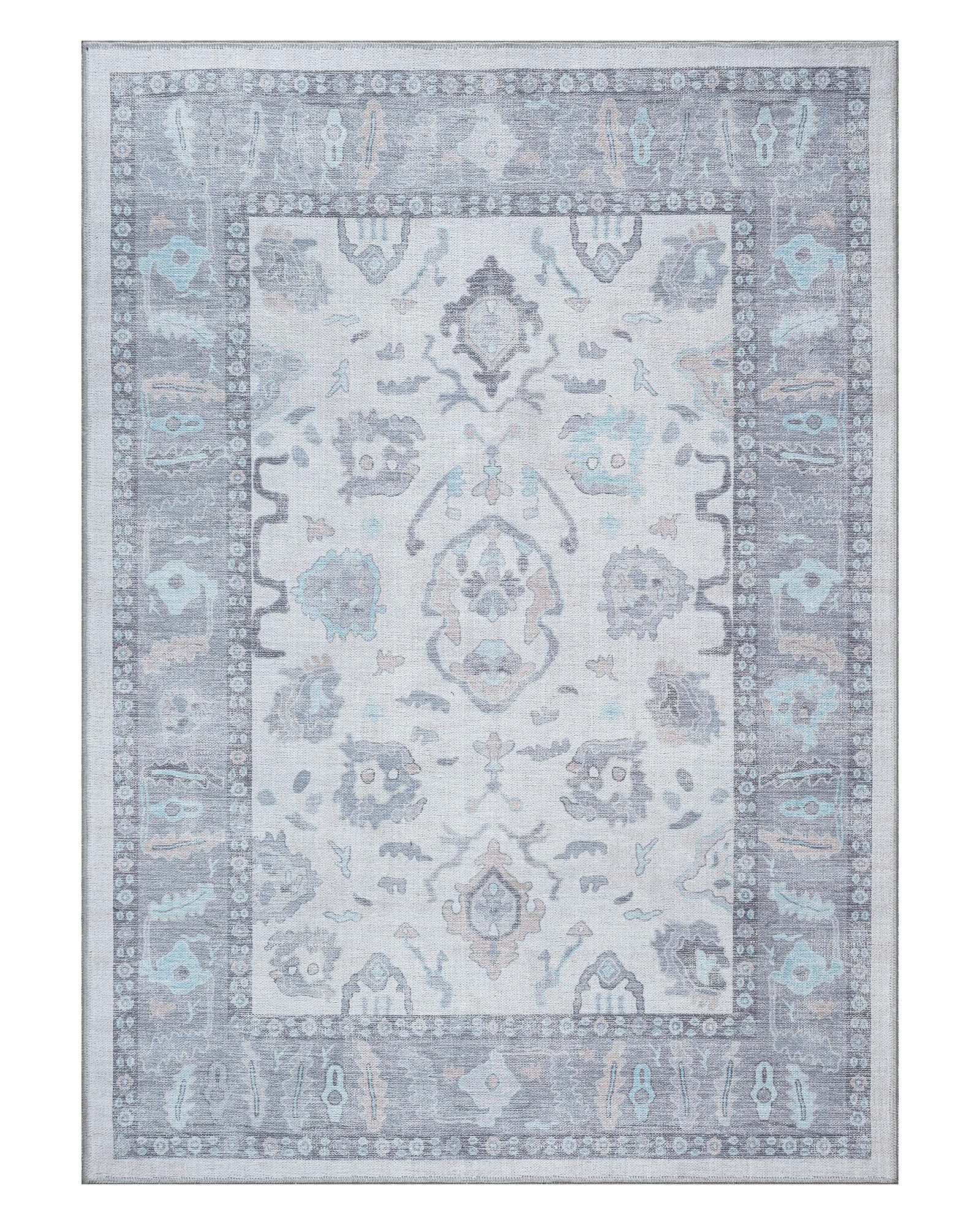 Delphine Gray, Beige & Ivory Modern Oushak Rug
