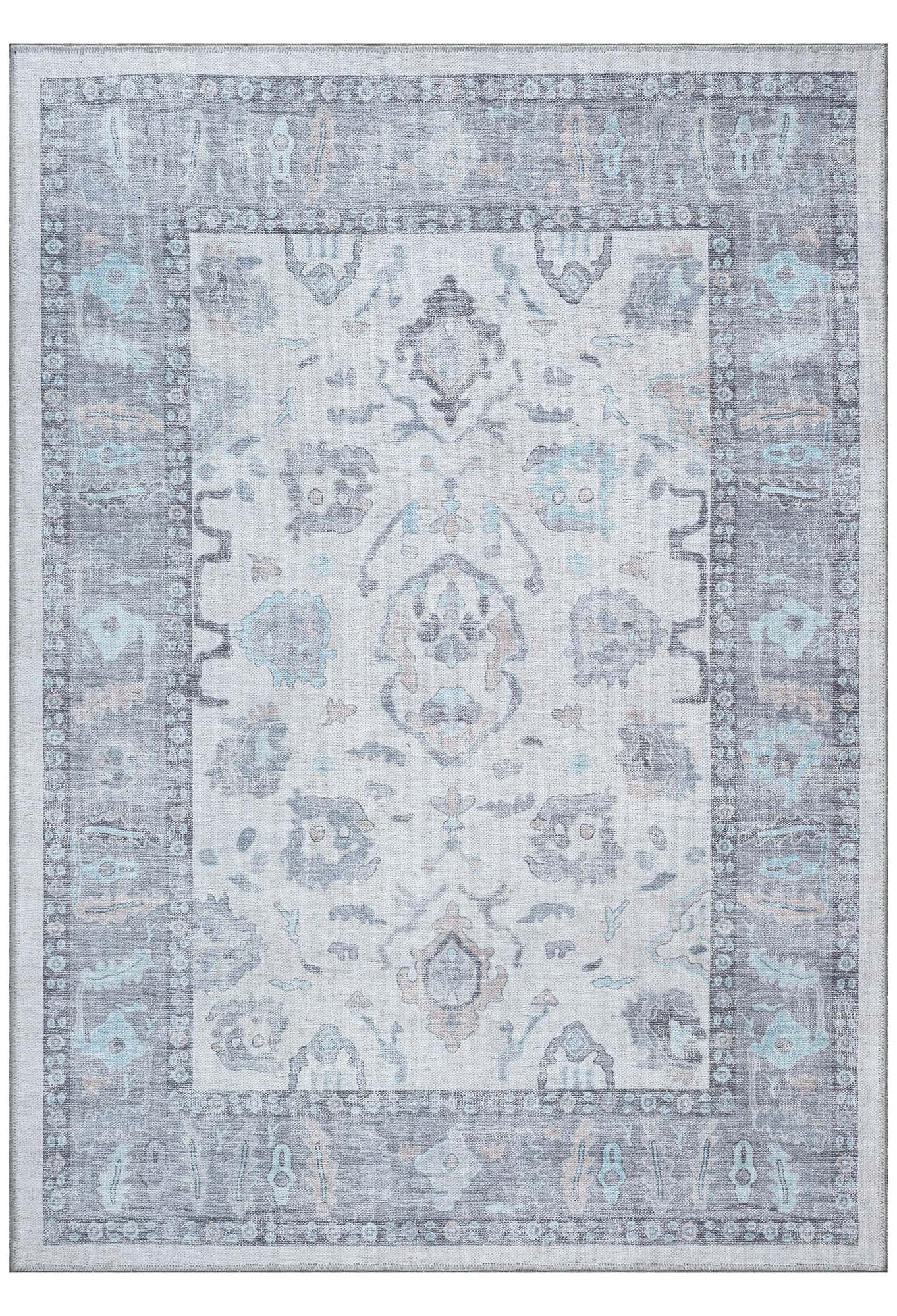 Delphine Gray, Beige & Ivory Modern Oushak Rug