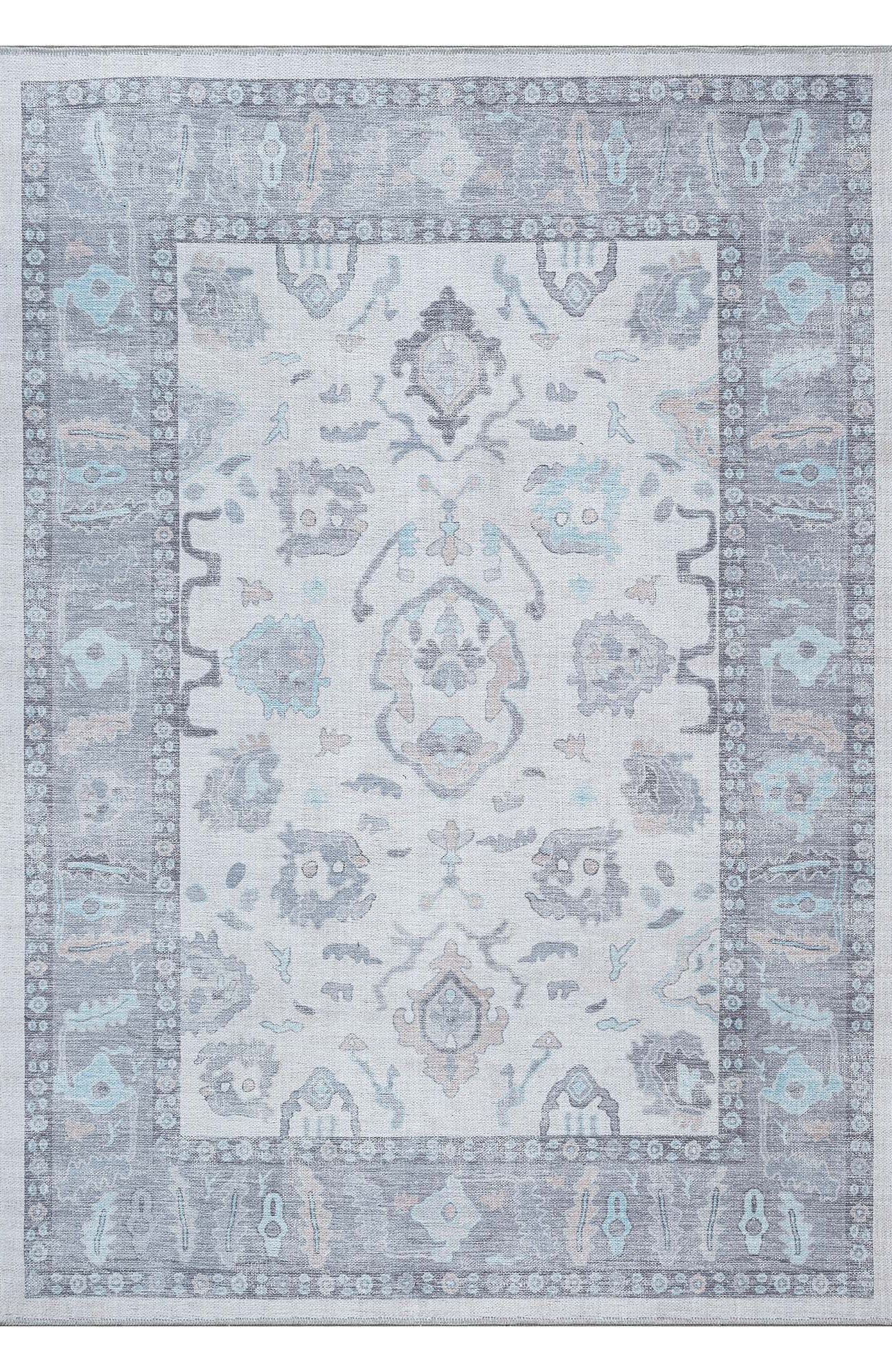 Delphine Gray, Beige & Ivory Modern Oushak Rug