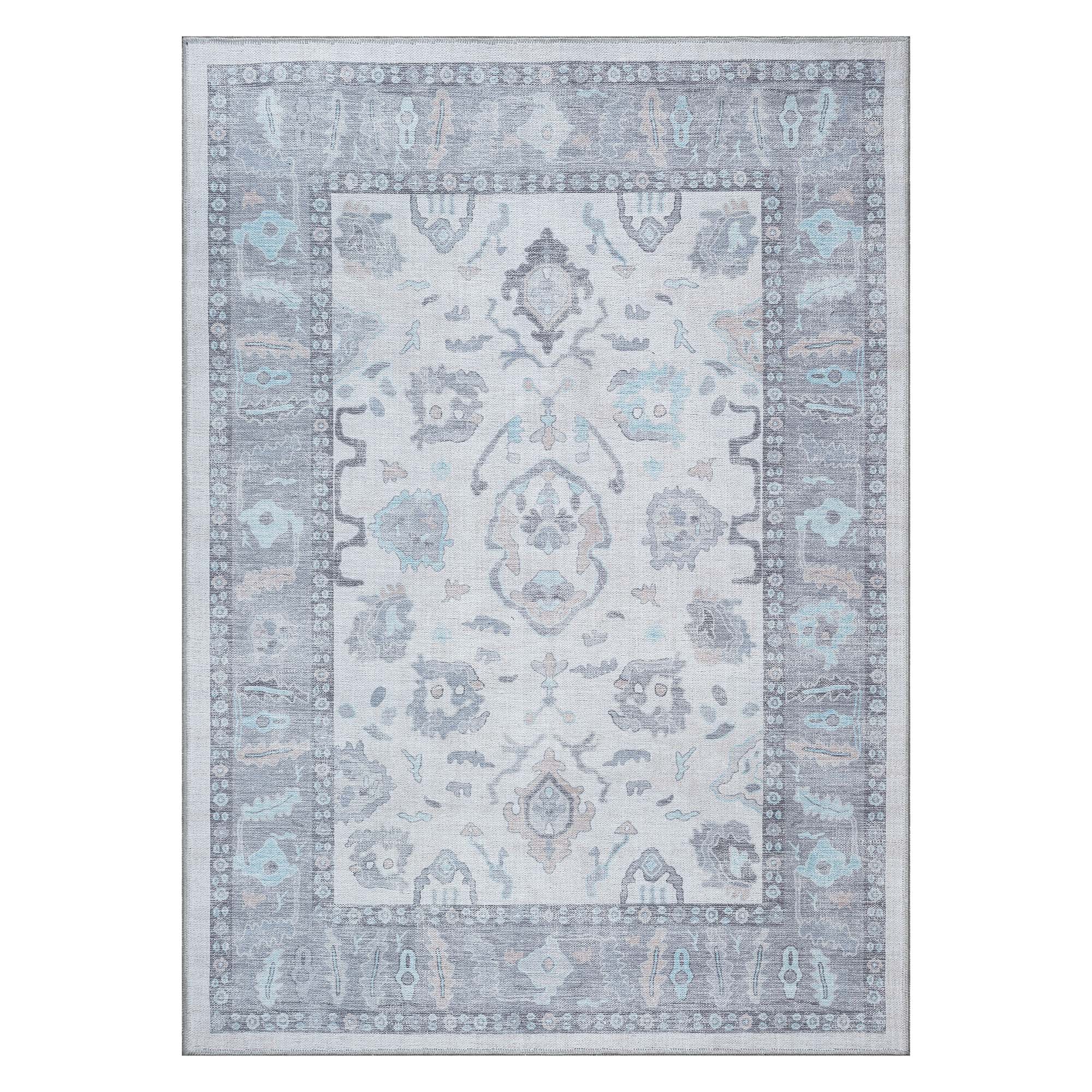 Delphine Gray, Beige & Ivory Modern Oushak Rug