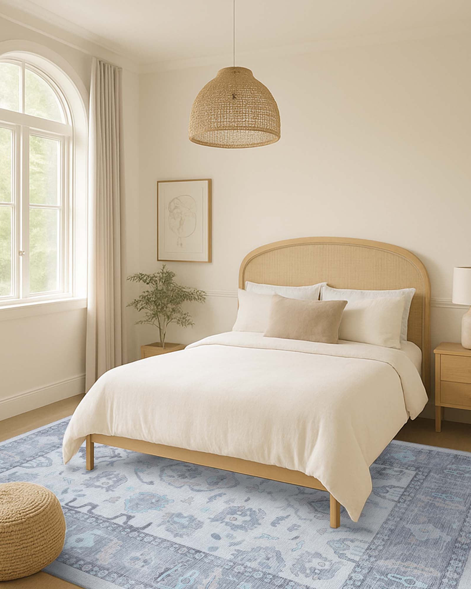 Delphine Gray, Beige & Ivory Modern Oushak Rug