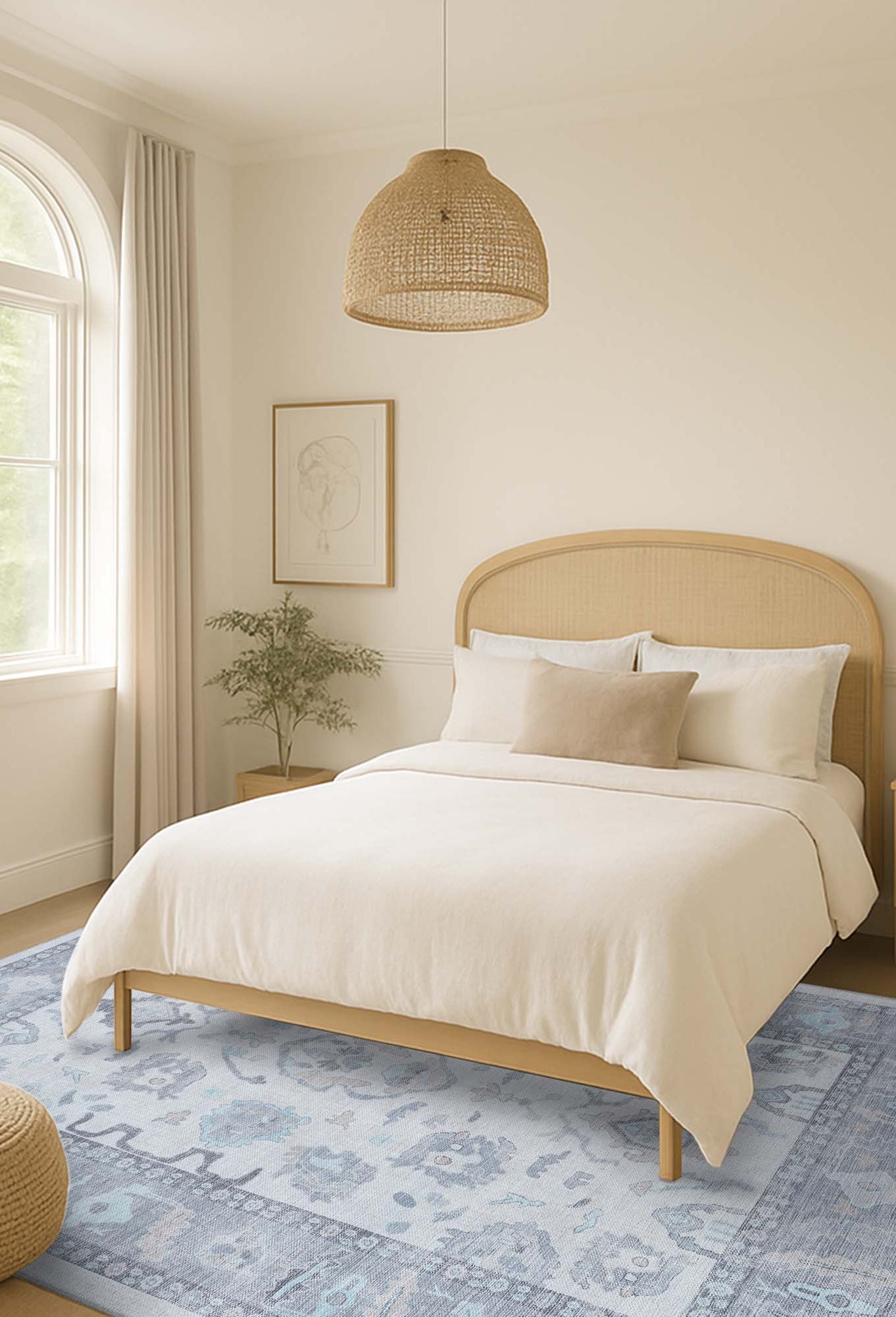 Delphine Gray, Beige & Ivory Modern Oushak Rug