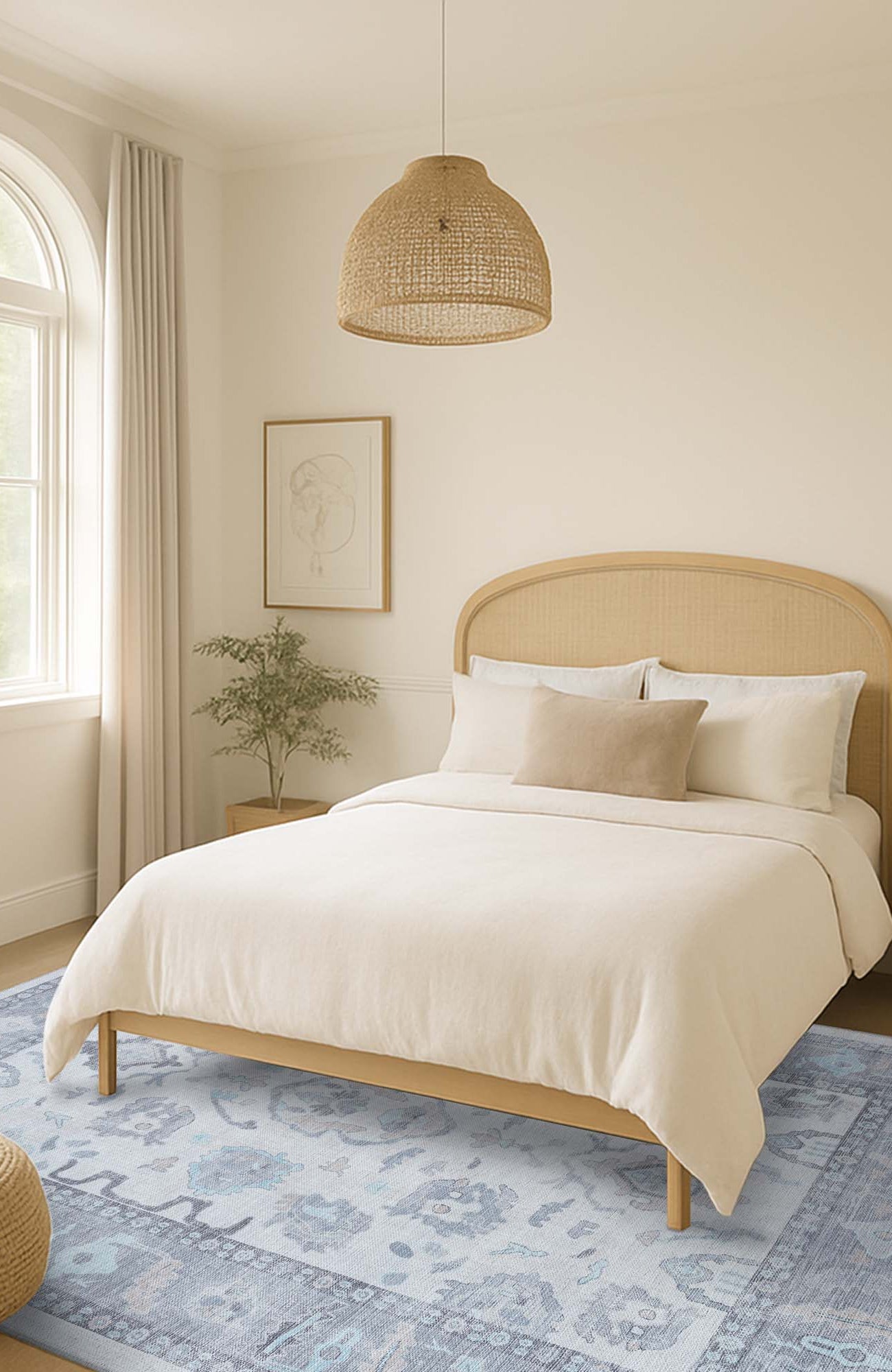 Delphine Gray, Beige & Ivory Modern Oushak Rug