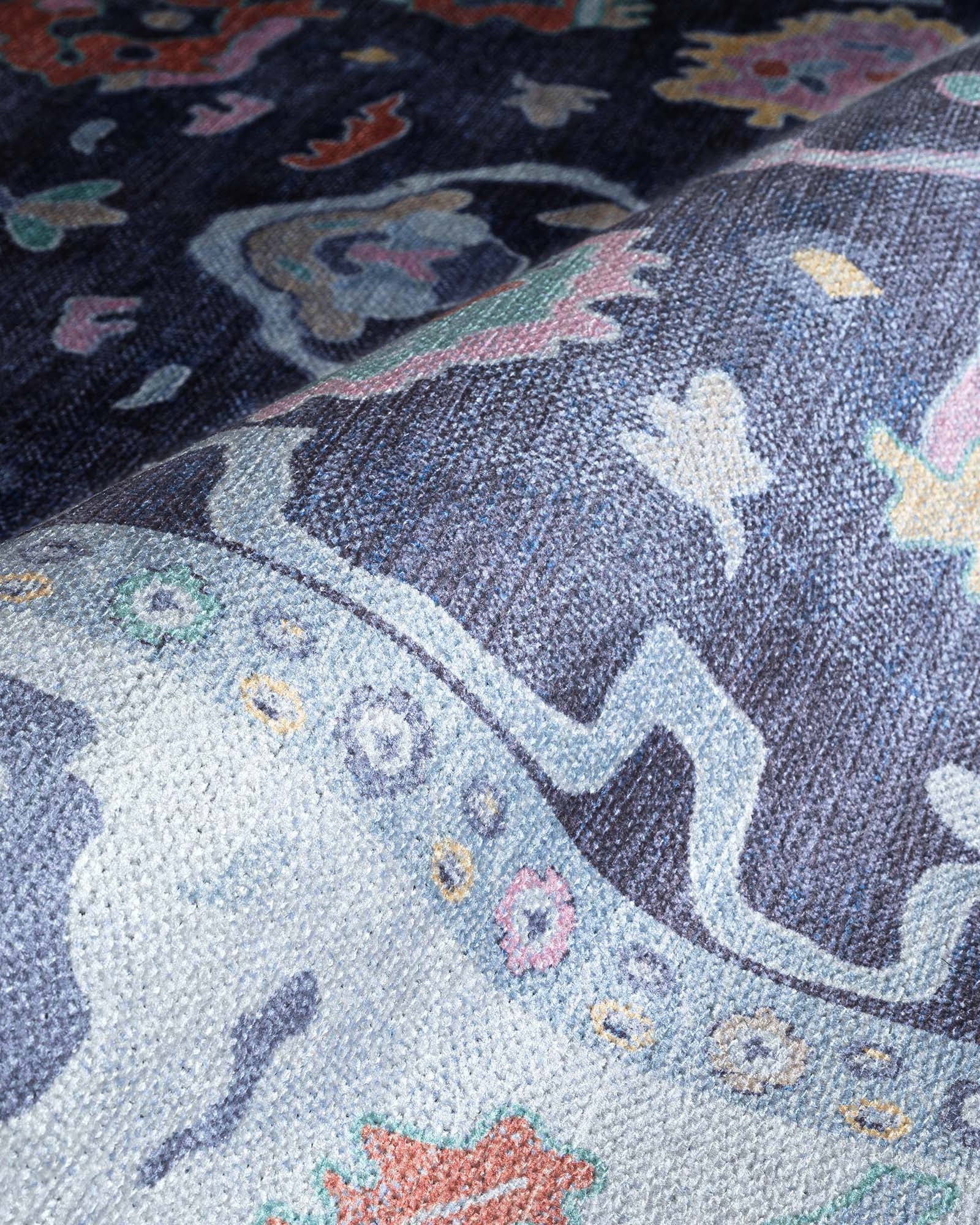 Munira Pastel Navy Blue Modern Oushak Rug