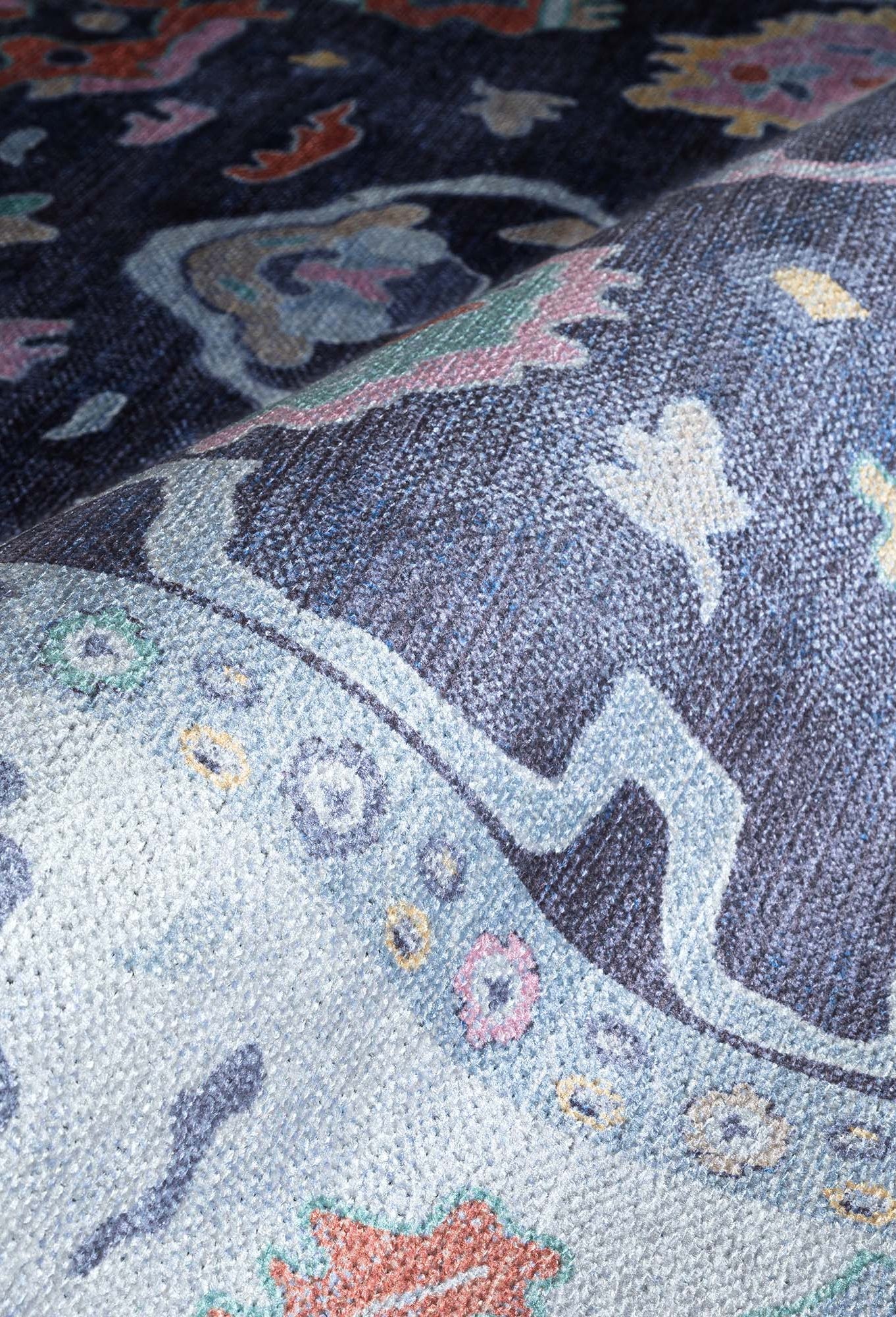 Munira Pastel Navy Blue Modern Oushak Rug