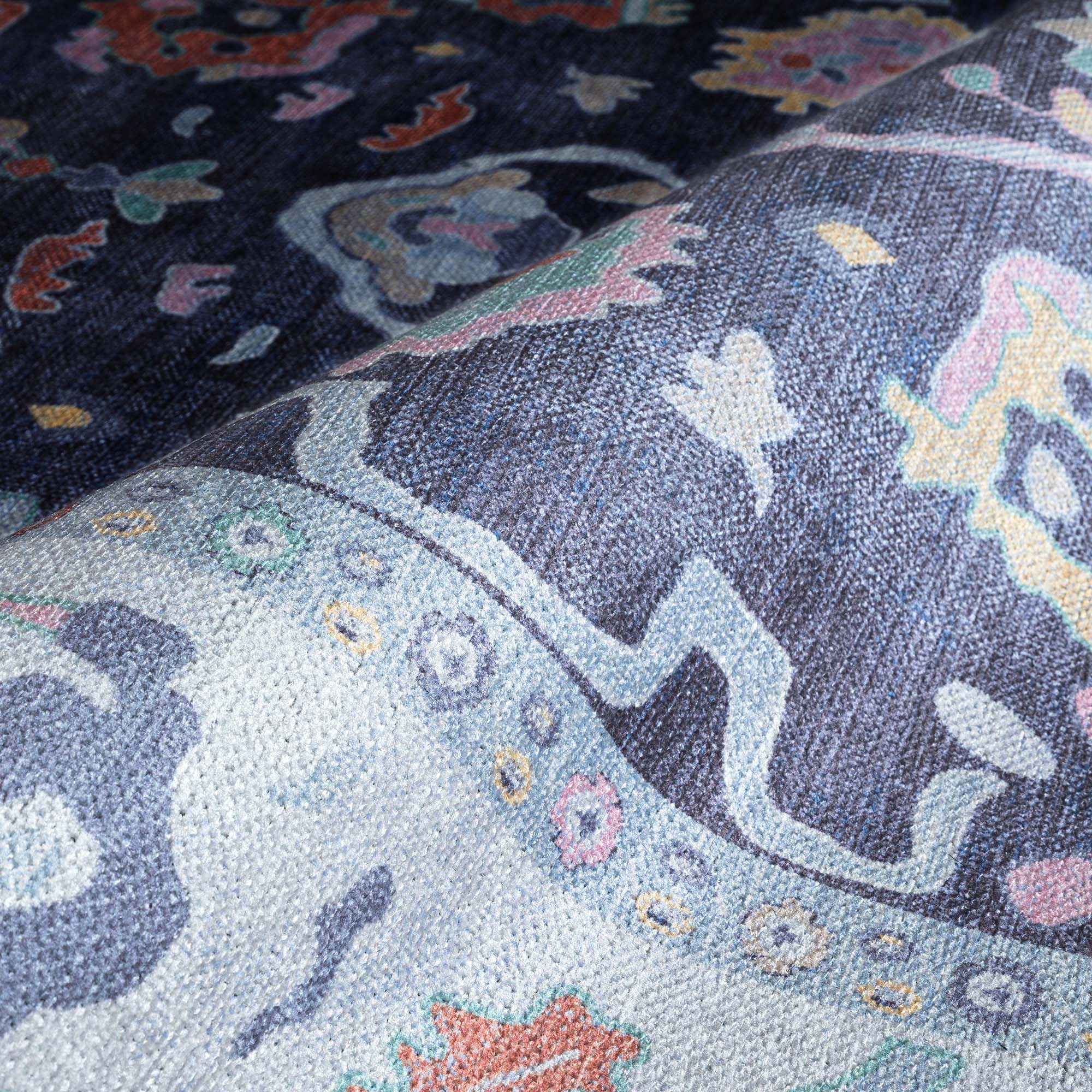 Munira Pastel Navy Blue Modern Oushak Rug