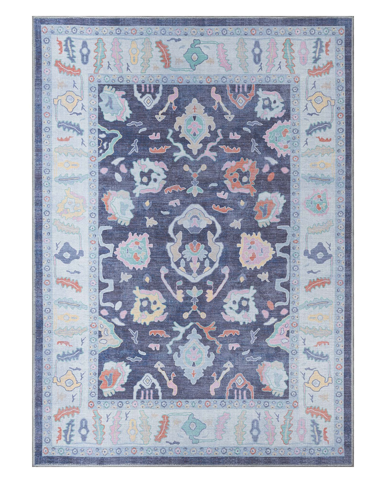 Munira Pastel Navy Blue Modern Oushak Rug