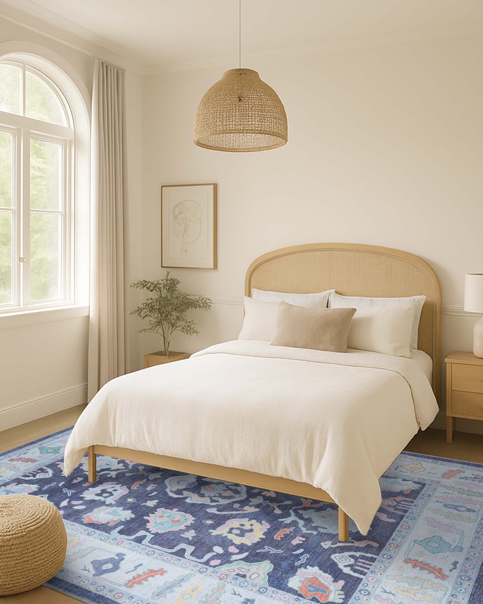 Munira Pastel Navy Blue Modern Oushak Rug