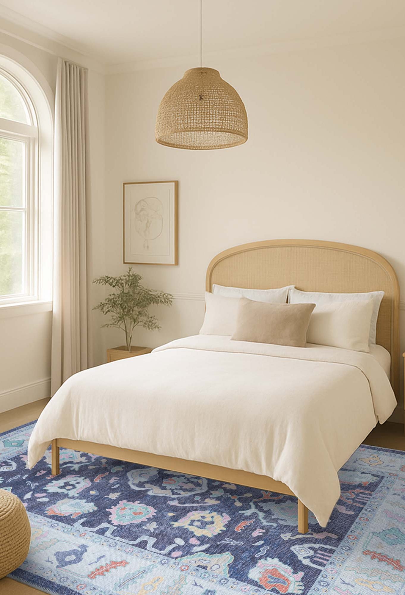 Munira Pastel Navy Blue Modern Oushak Rug