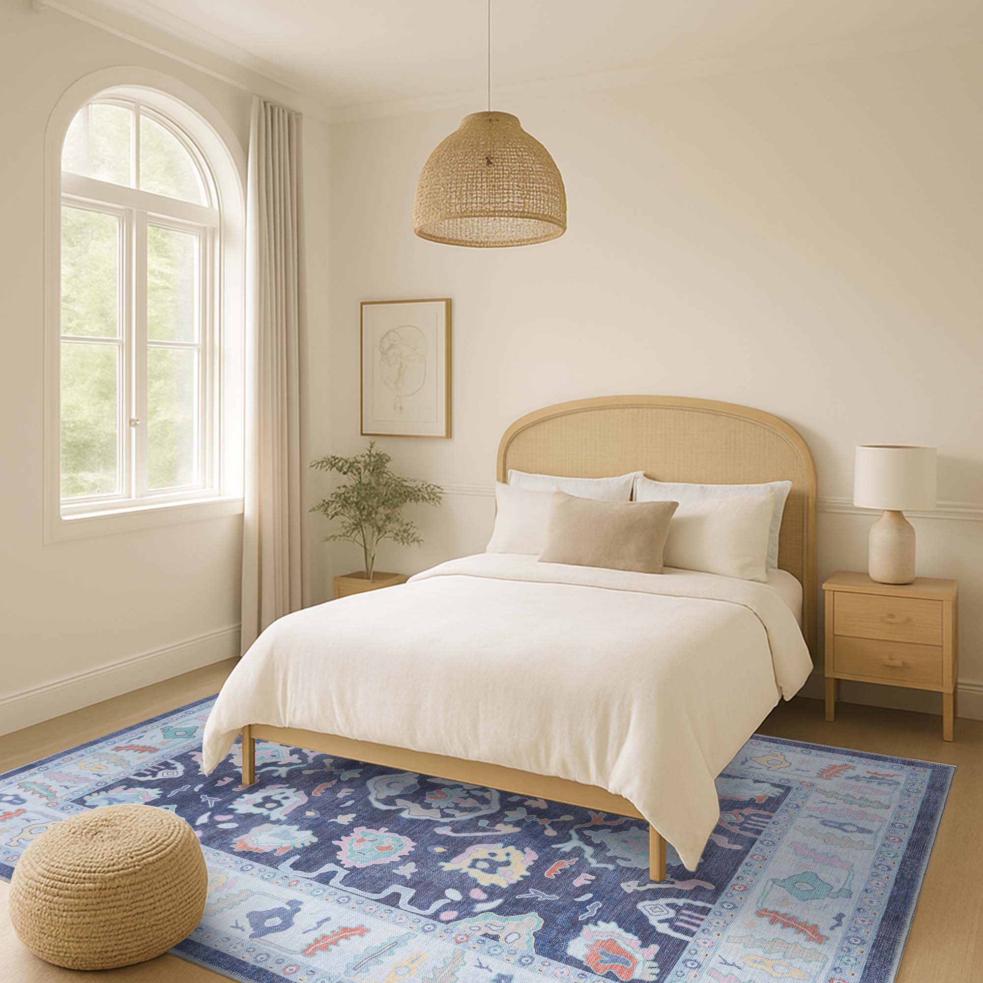 Munira Pastel Navy Blue Modern Oushak Rug