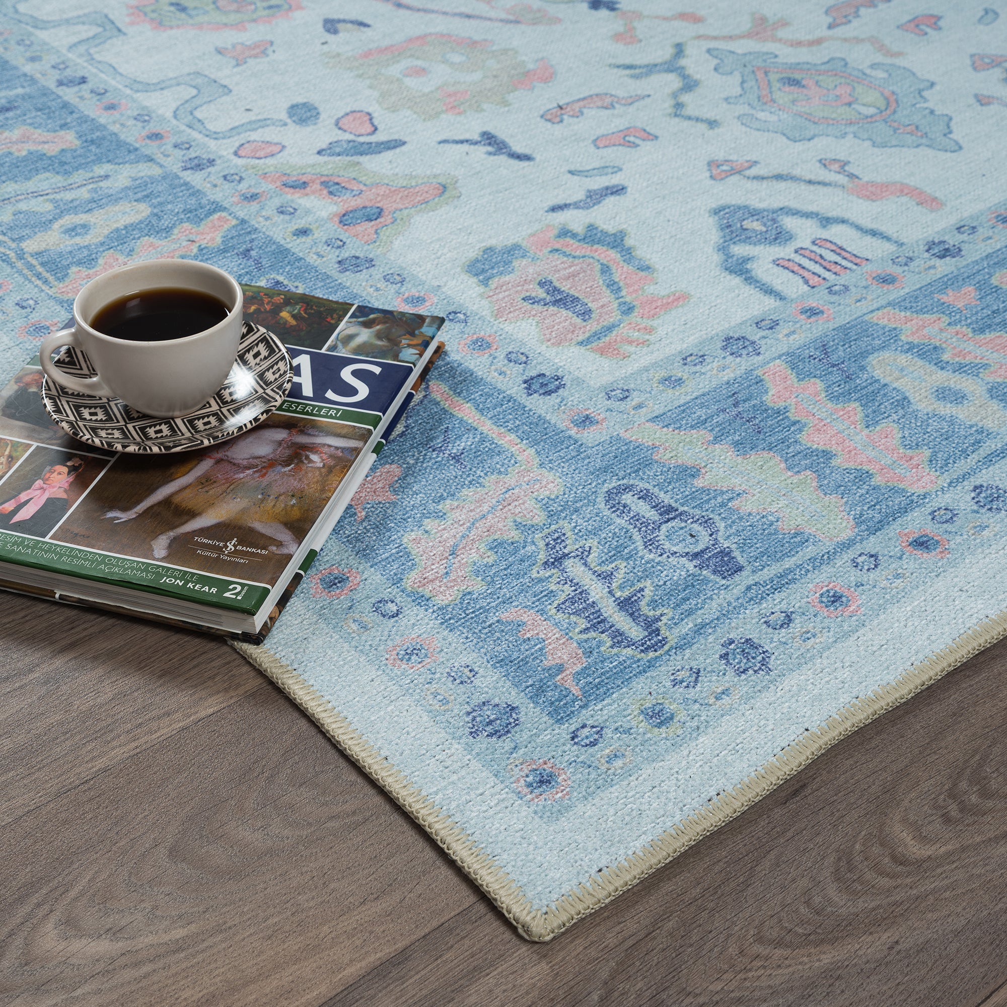 Zephina Baby Blue Modern Oushak Rug